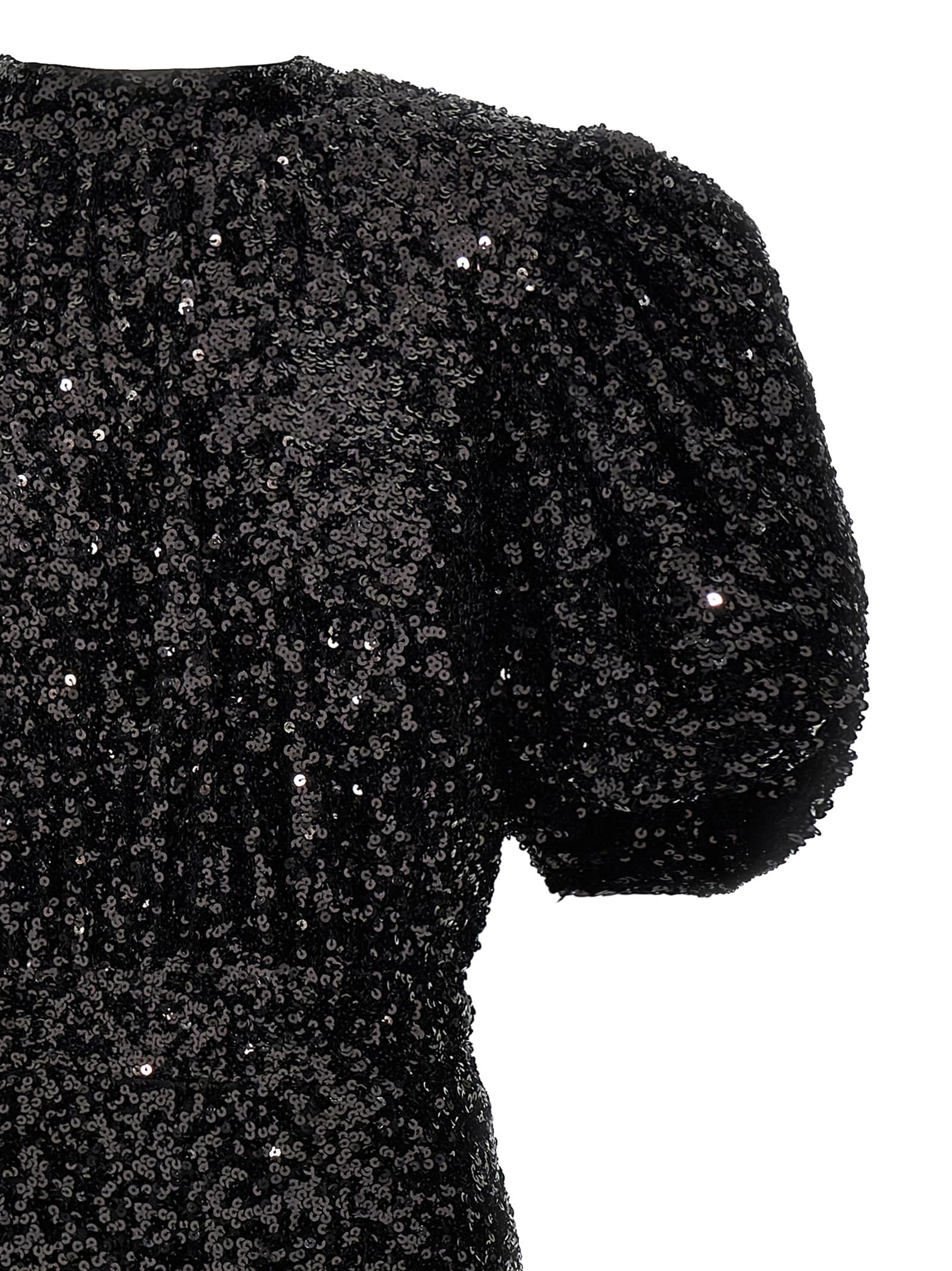 Rotate Birger Christensen Womens Black Regular-fit Puff-sleeve Sequin Midi Dress In Nero