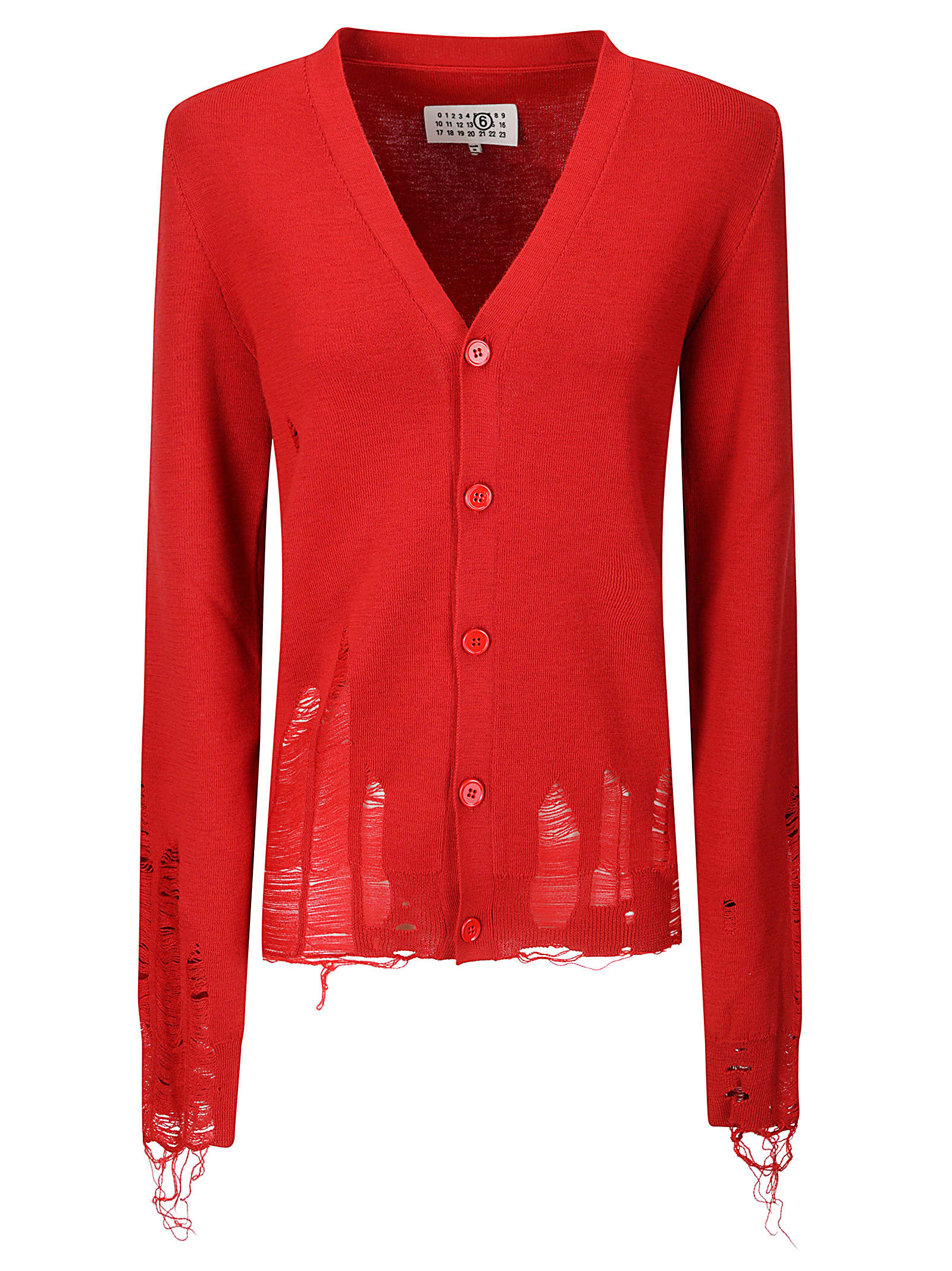 Shop Mm6 Maison Margiela Cardigan In Red