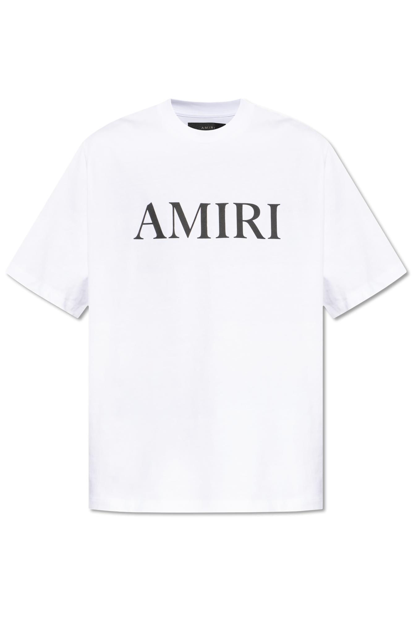 Amiri Cotton T-shirt With Front Logo Print In Bianco