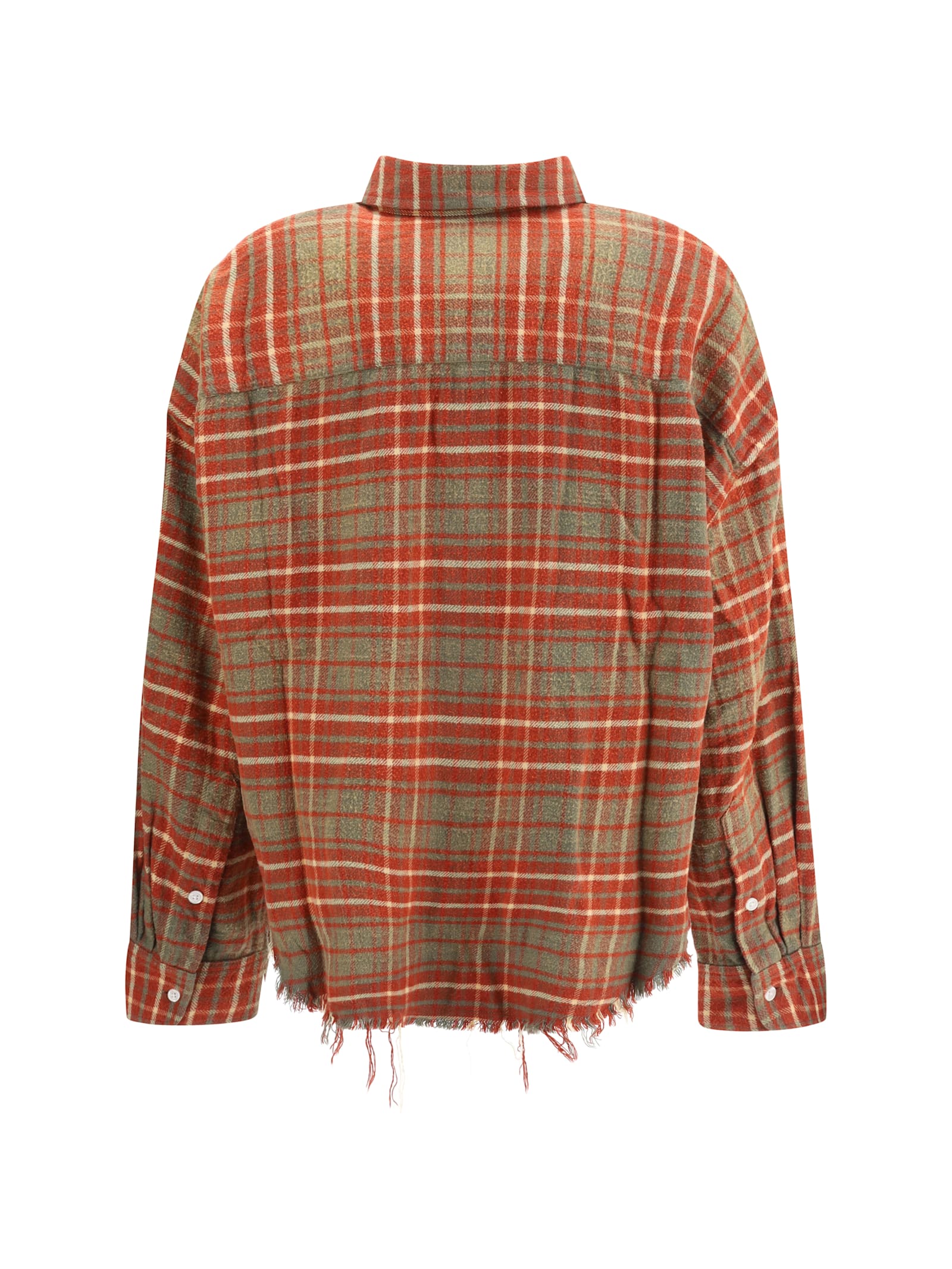 R13 Frayed Checked Cotton-flannel Shirt In Red