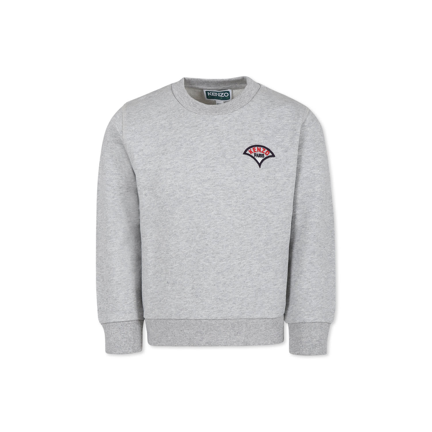 Kenzo Grey Sweatshirt For Boy With Seigaiha Embrodery In Grey