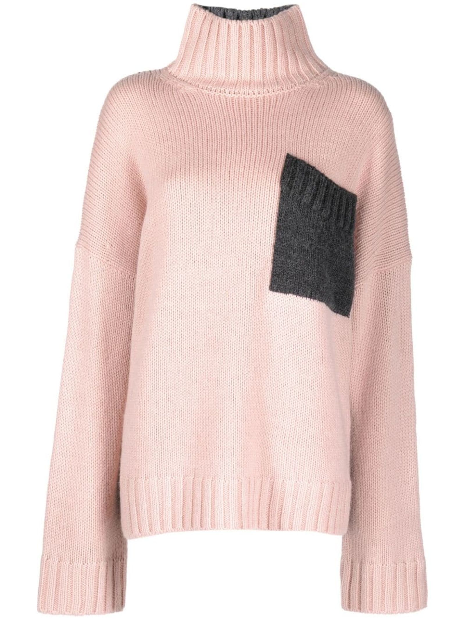 Jw Anderson Logo Embroidery Two-color Sweater In Rosa