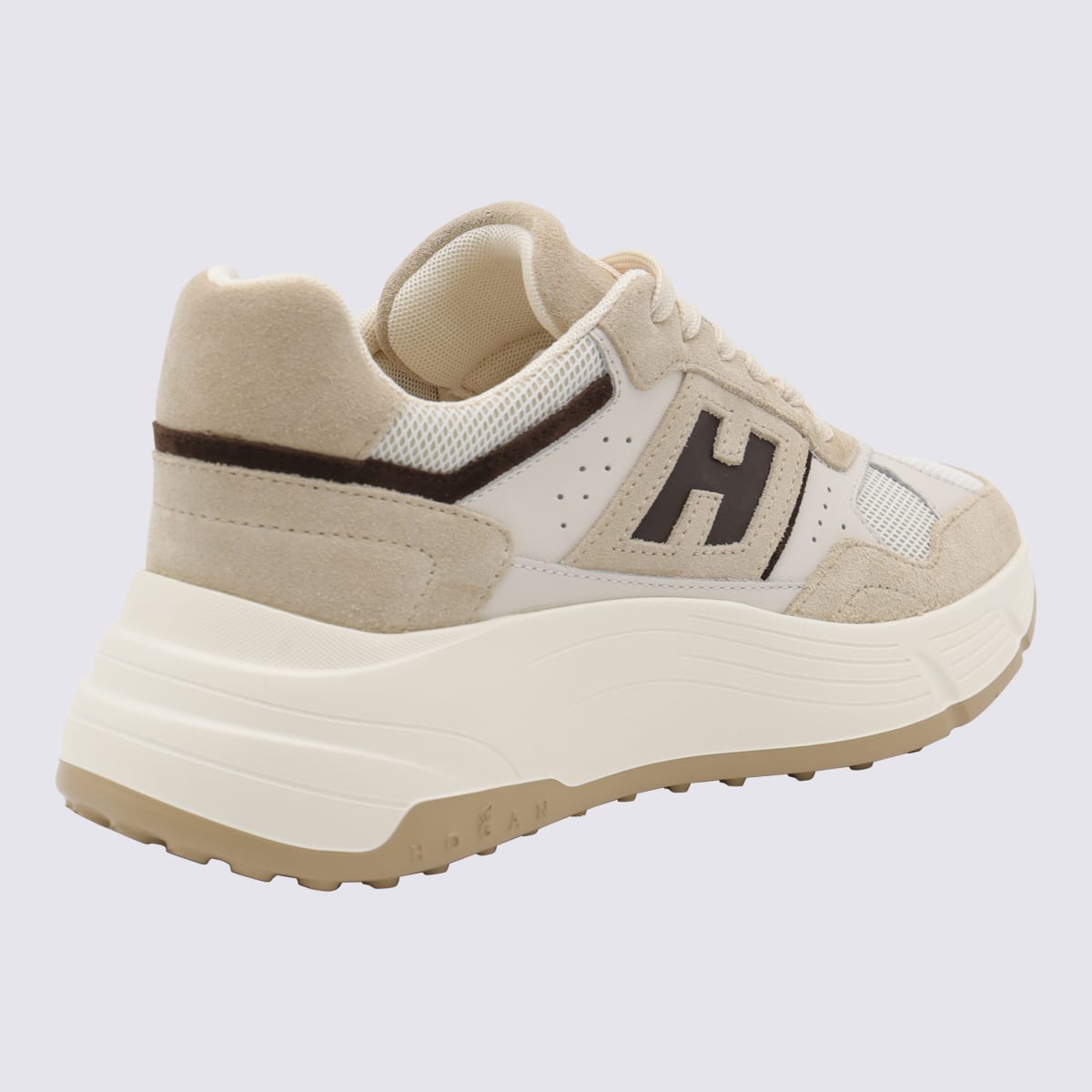 Hogan Suede And Mesh Sneakers In Neutral