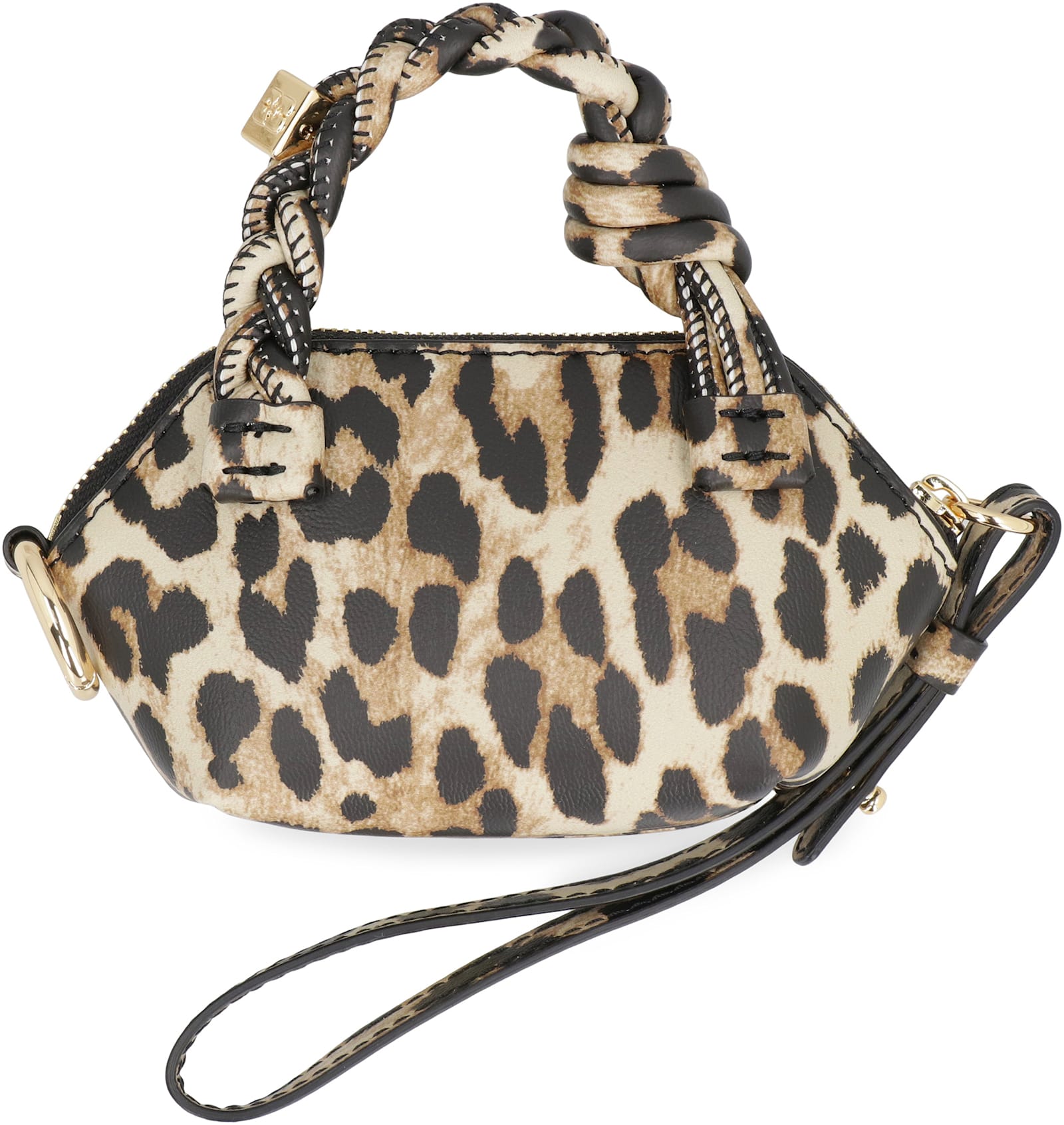 Ganni Bou Mini Keychain Bag In White