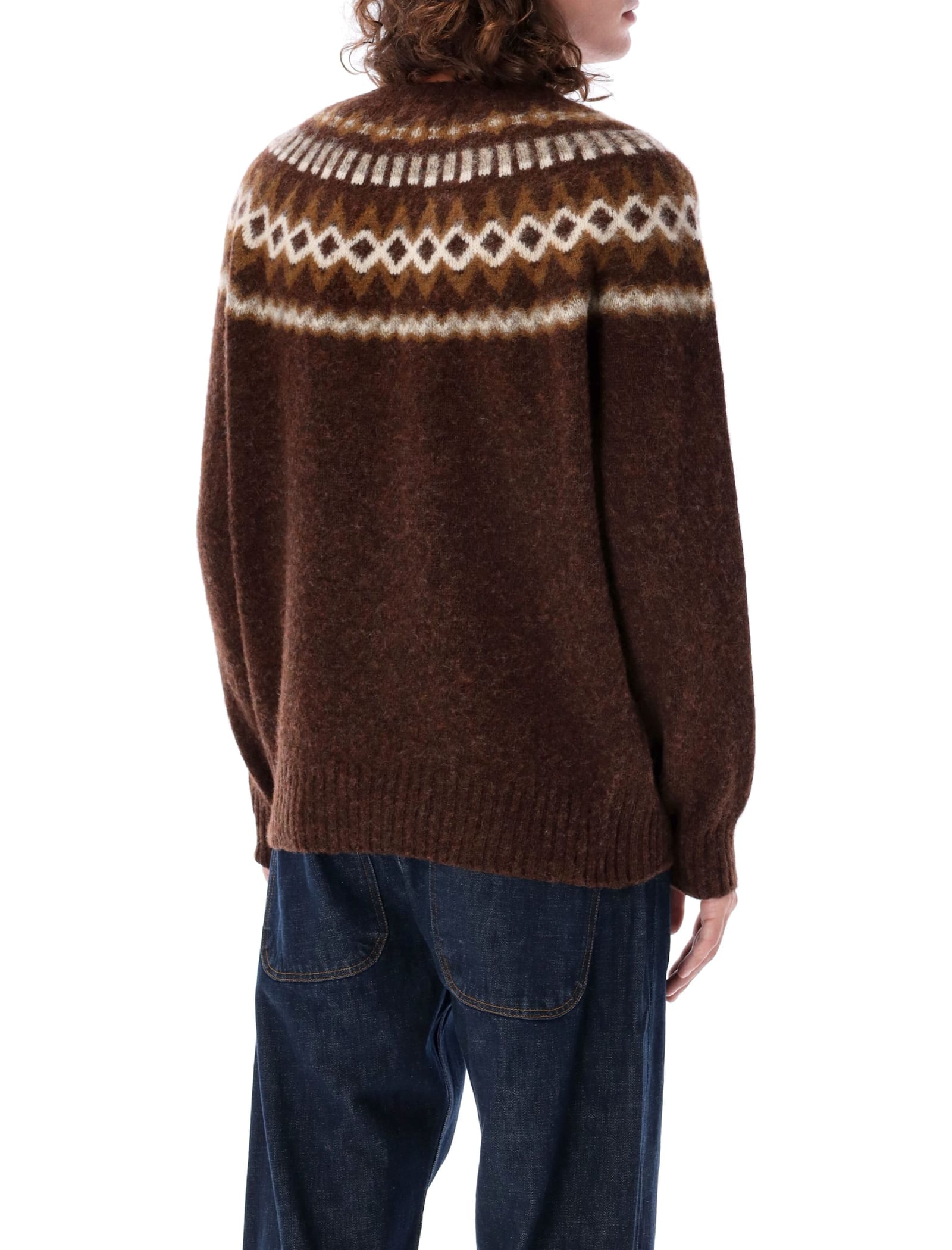 Shop Ymc You Must Create Shetland Sweater In Brown Multi