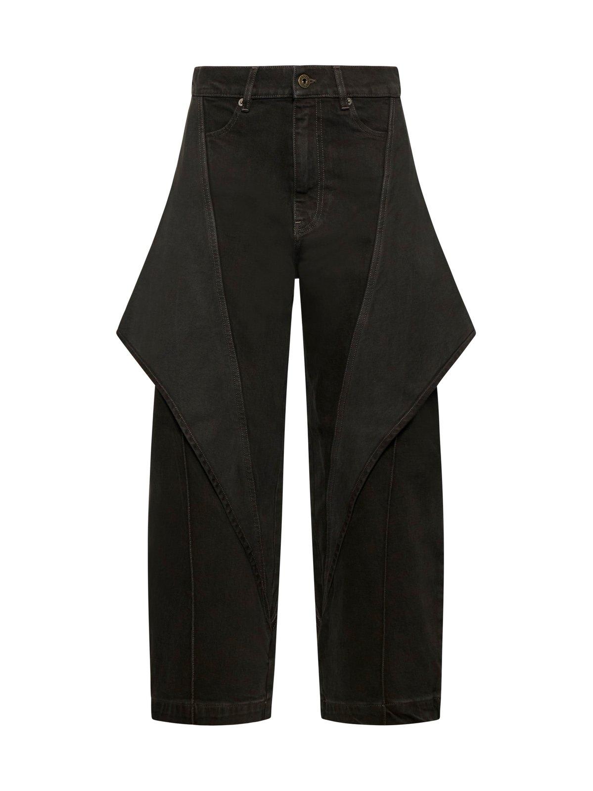 Shop Jw Anderson Cropped Sculptural Denim Jeans In Black