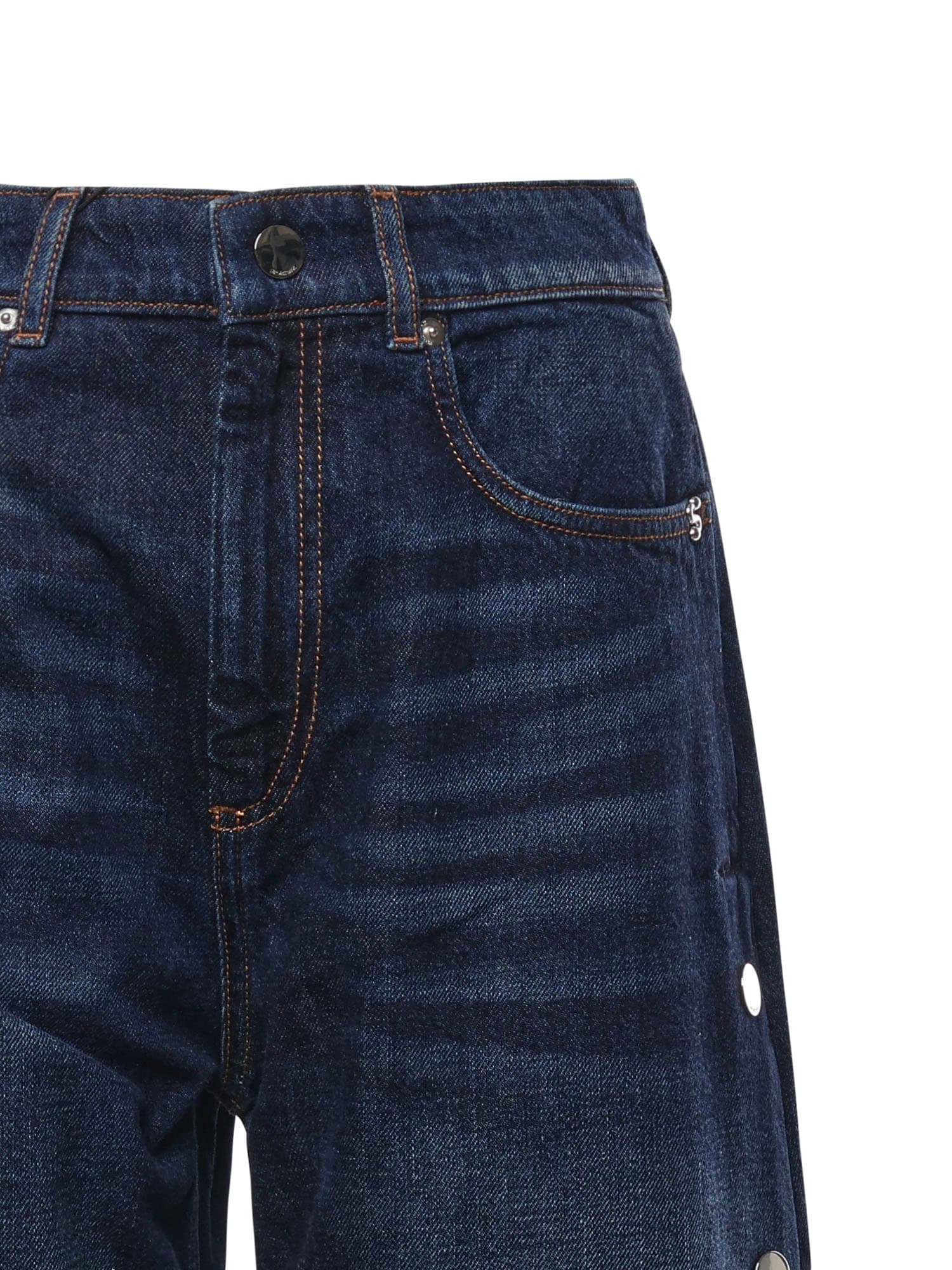 Sportmax Wide-leg Jeans With Buttons In Blue