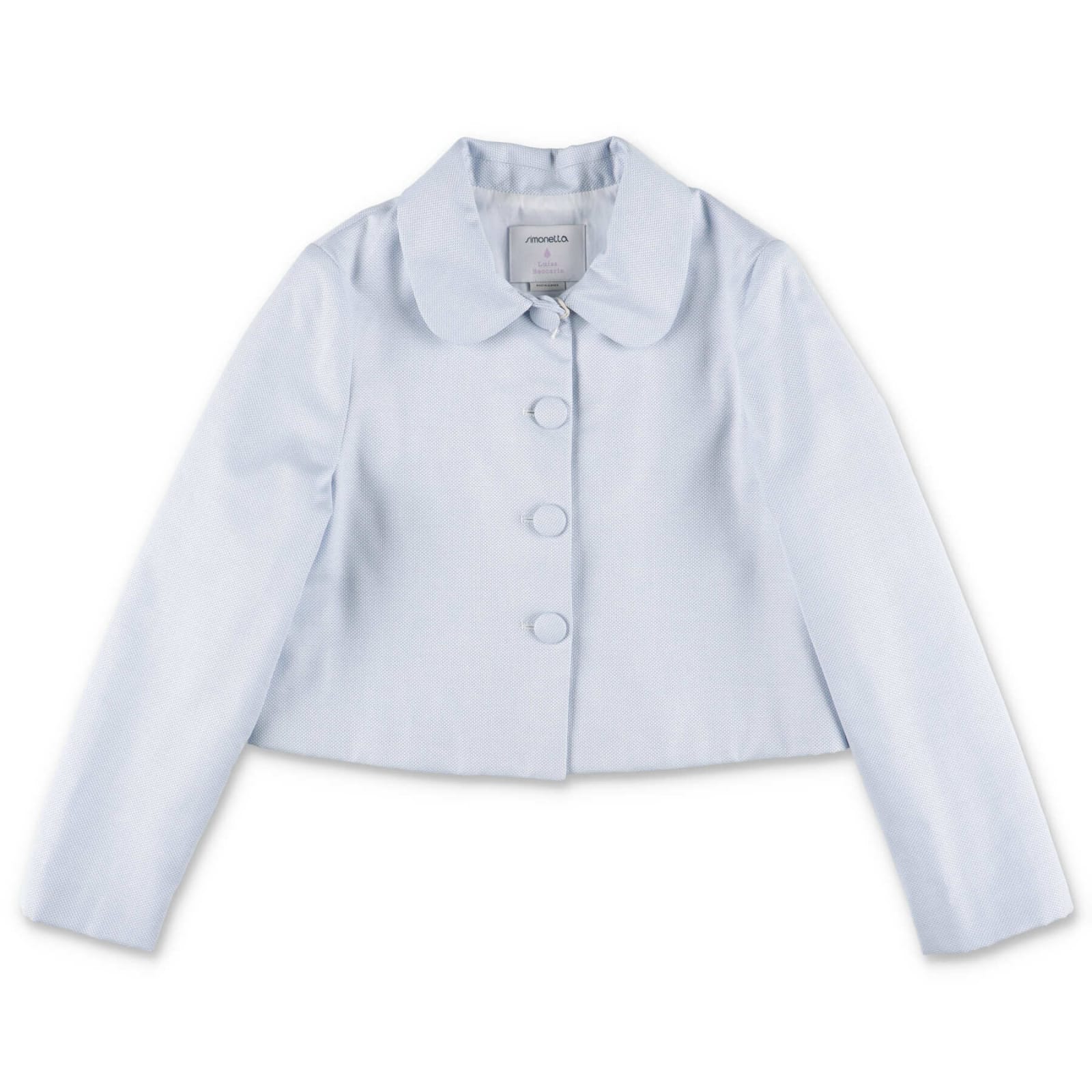 SIMONETTA SIMONETTA X LUISA BECCARIA GIACCA CROP CELESTE IN COTONE BAMBINA