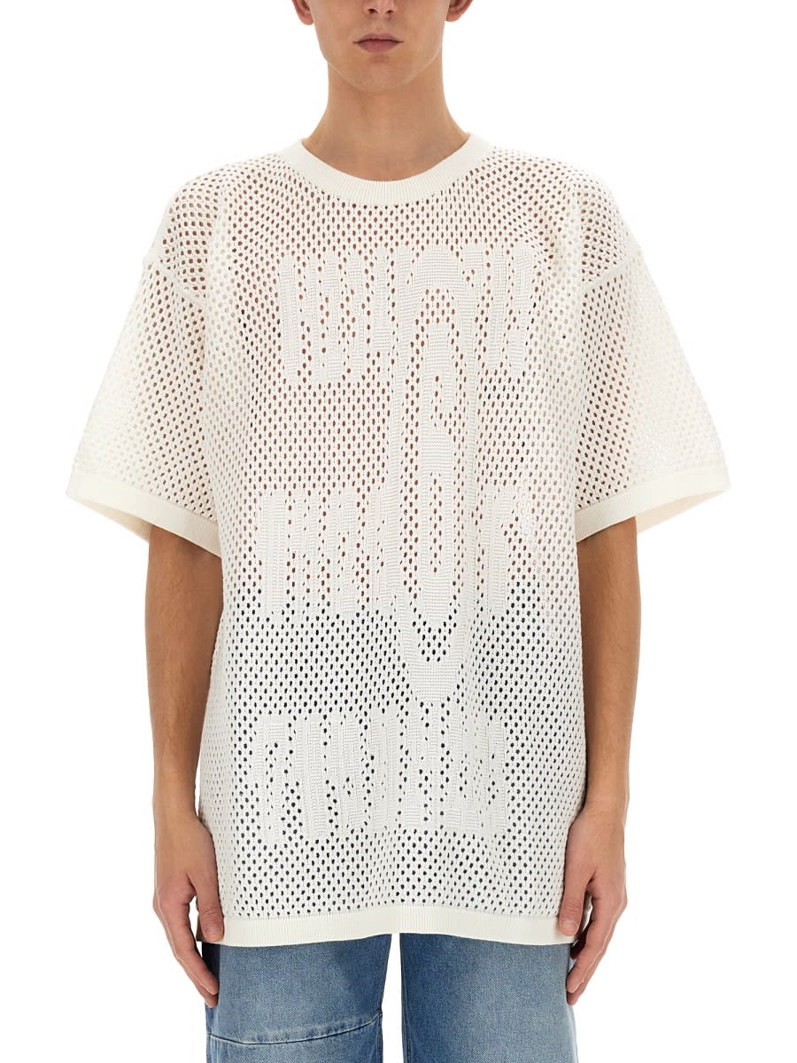 Shop Mm6 Maison Margiela T-shirt With Logo In Black