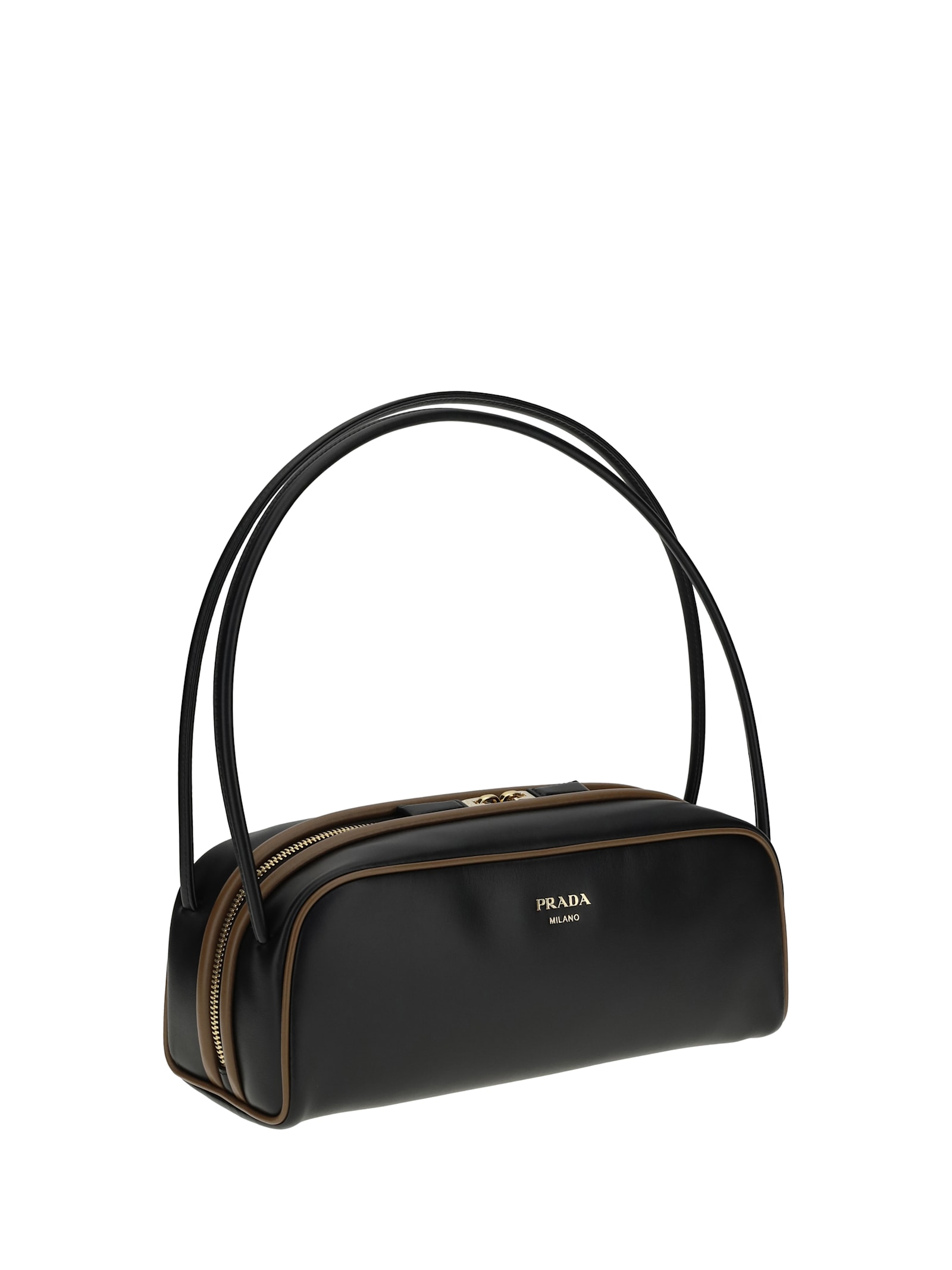 Prada Women Black Leather Shoulder Bag