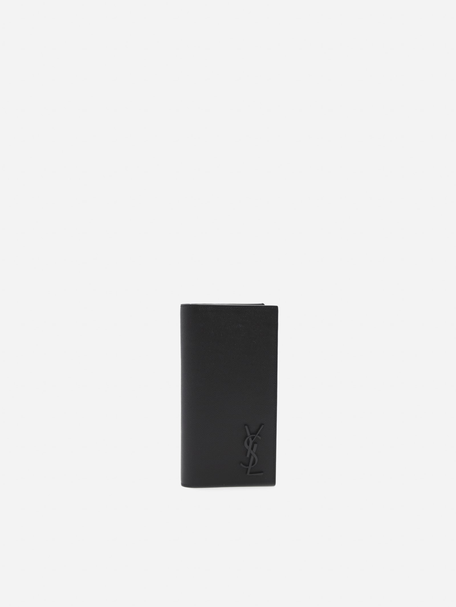 Saint Laurent Continental Wallet In Embossed Leather With Monogram