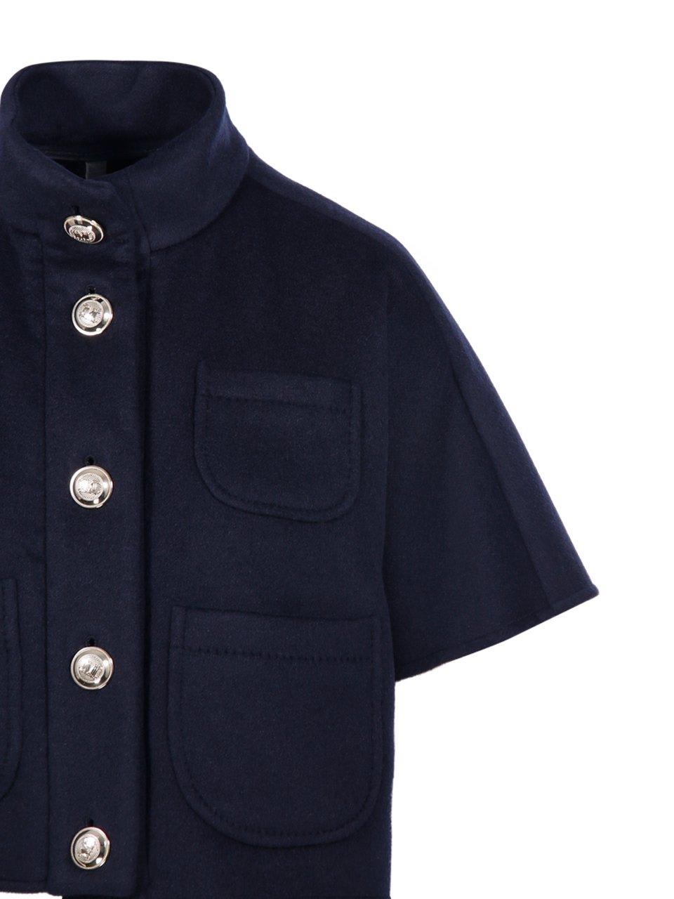 Shop Max Mara Buttoned Short-sleeved Coat In Blu