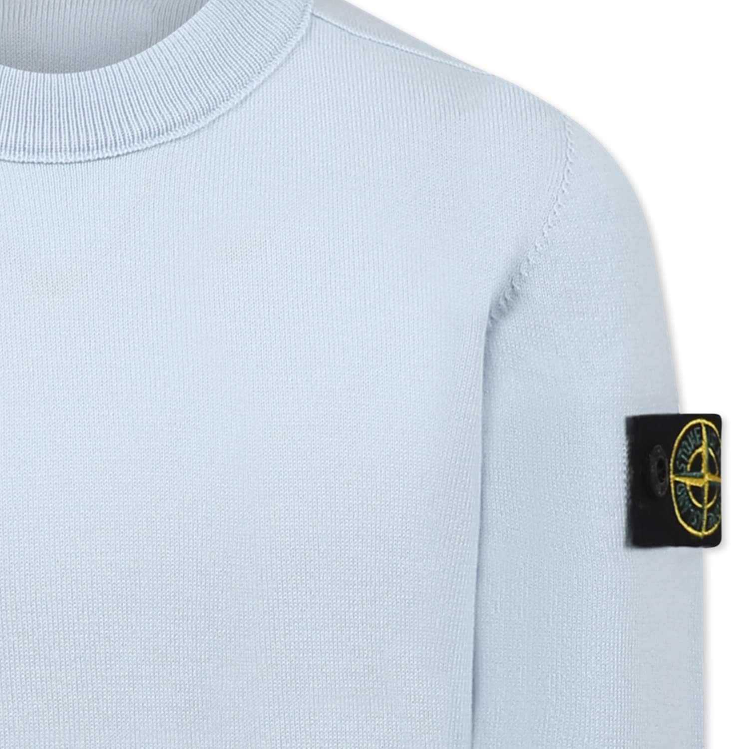 Stone Island Light Blue Sweater For Boy With Compass In Light Blue