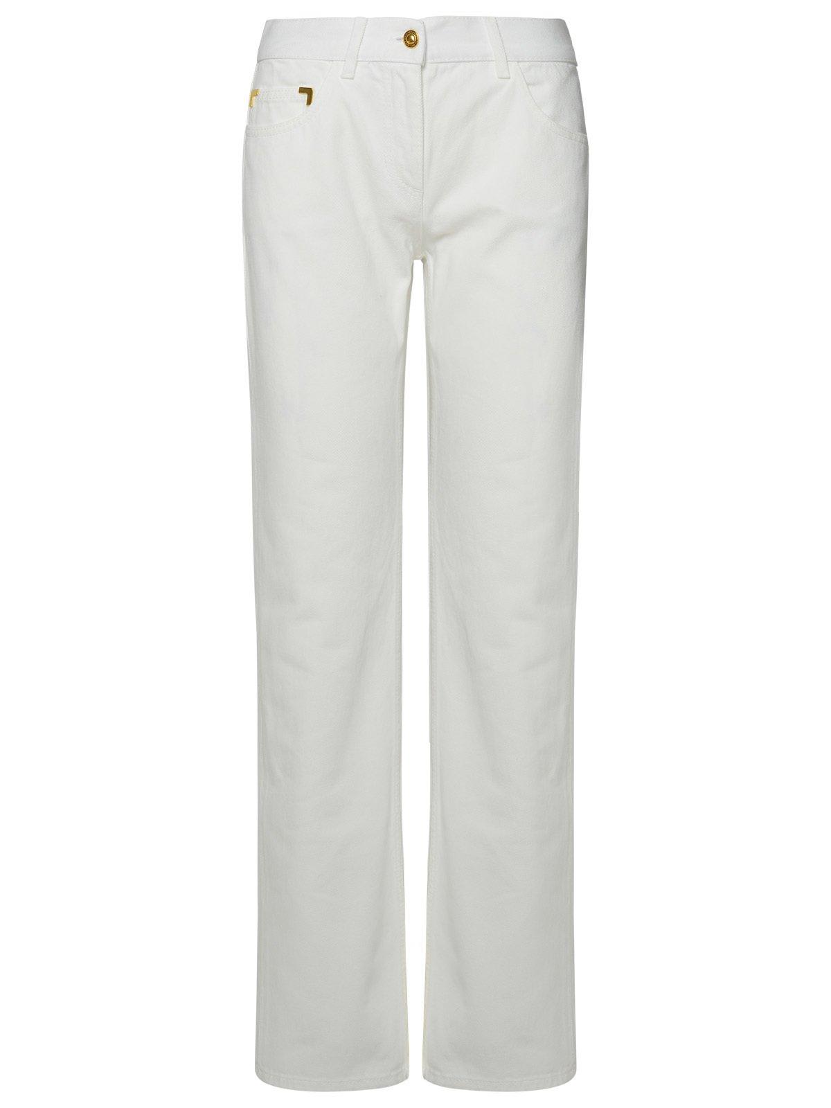 Palm Angels Monogram Embossed Mid-rise Jeans In White