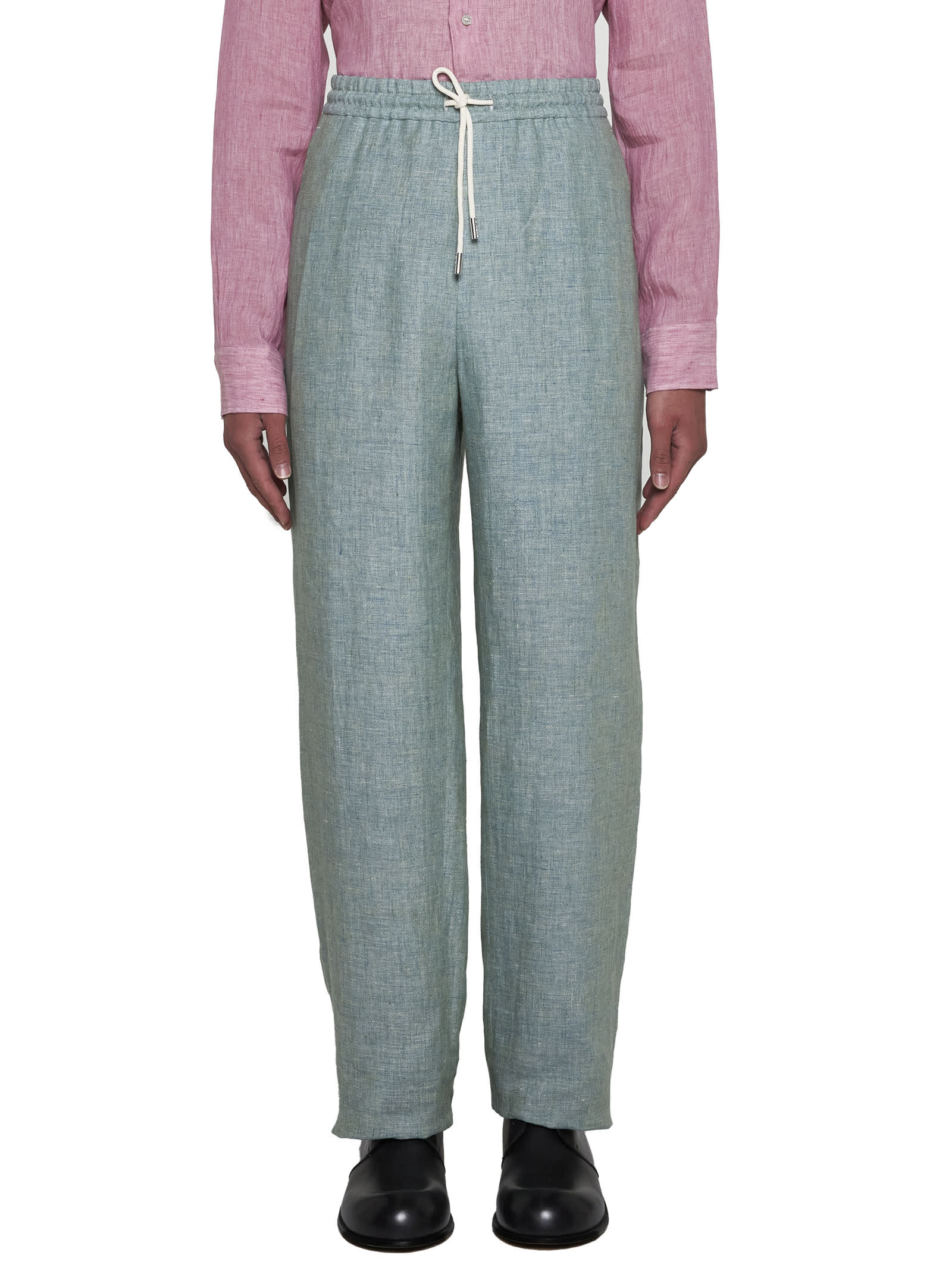 Shop Etro Pants In Verde Medio 4