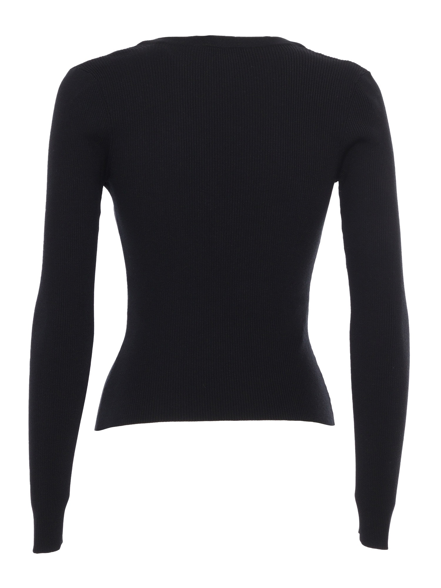 Shop Elisabetta Franchi Tricot Sweater With Jewel In Black
