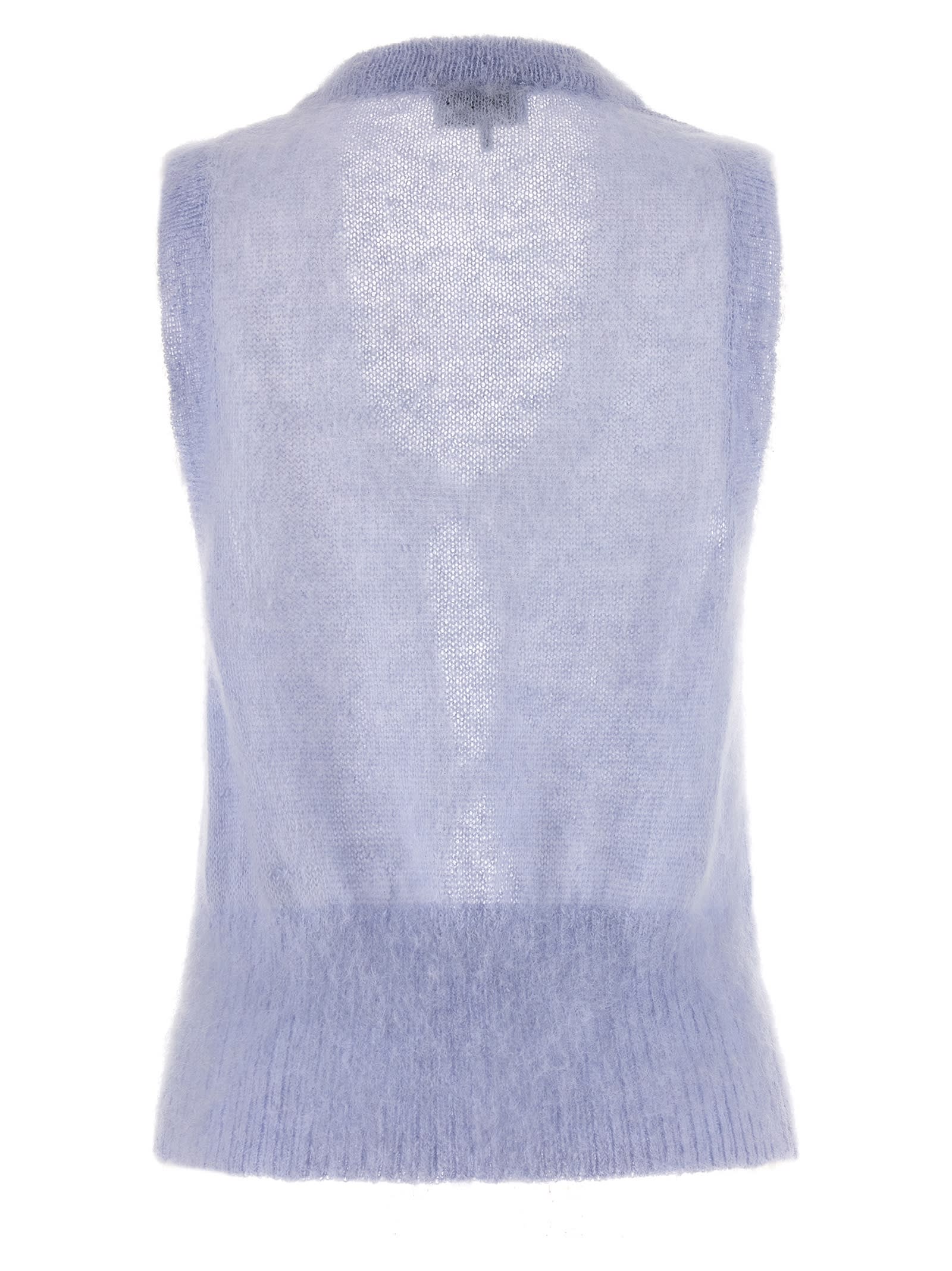 Shop Ganni Bow Vest In Light Blue