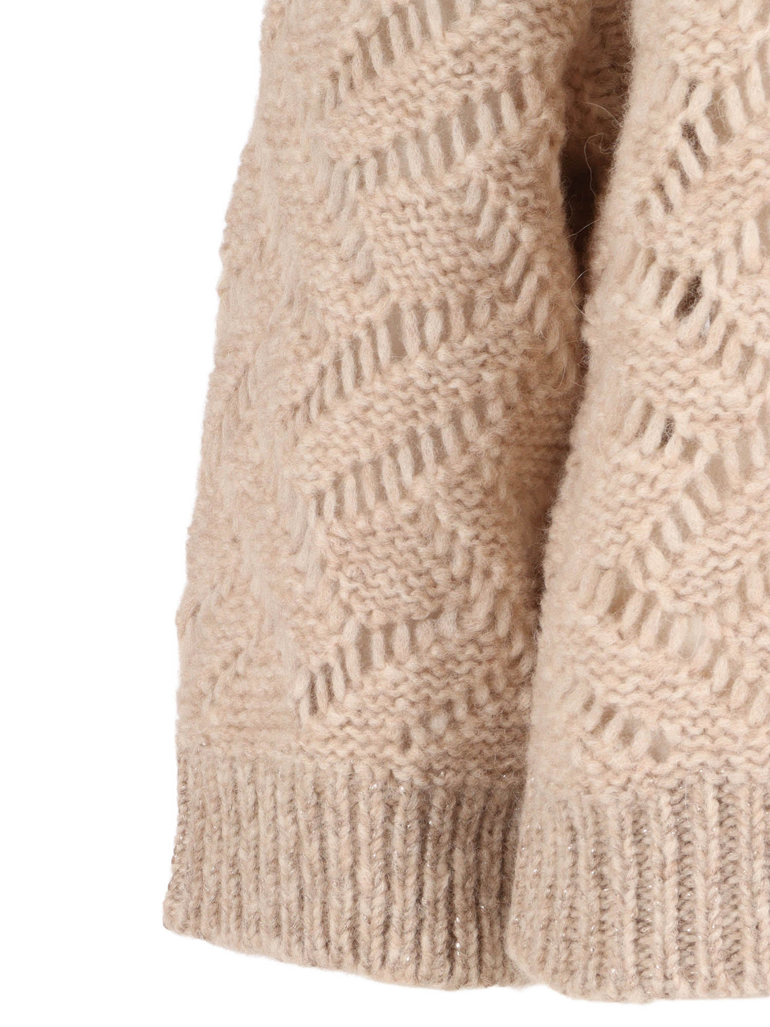 Peserico Textured Zigzag Knit Sweater With Metallic Thread In Neutral