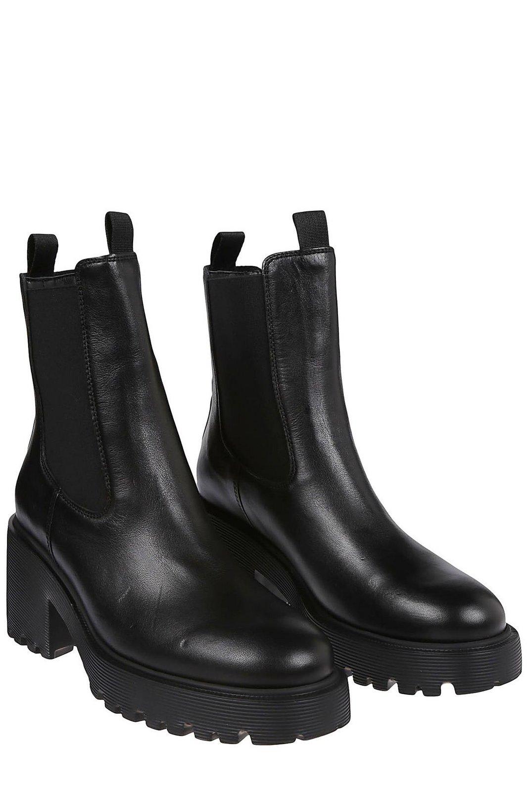 Shop Hogan Round-toe Slip-on Ankle Boots In Black