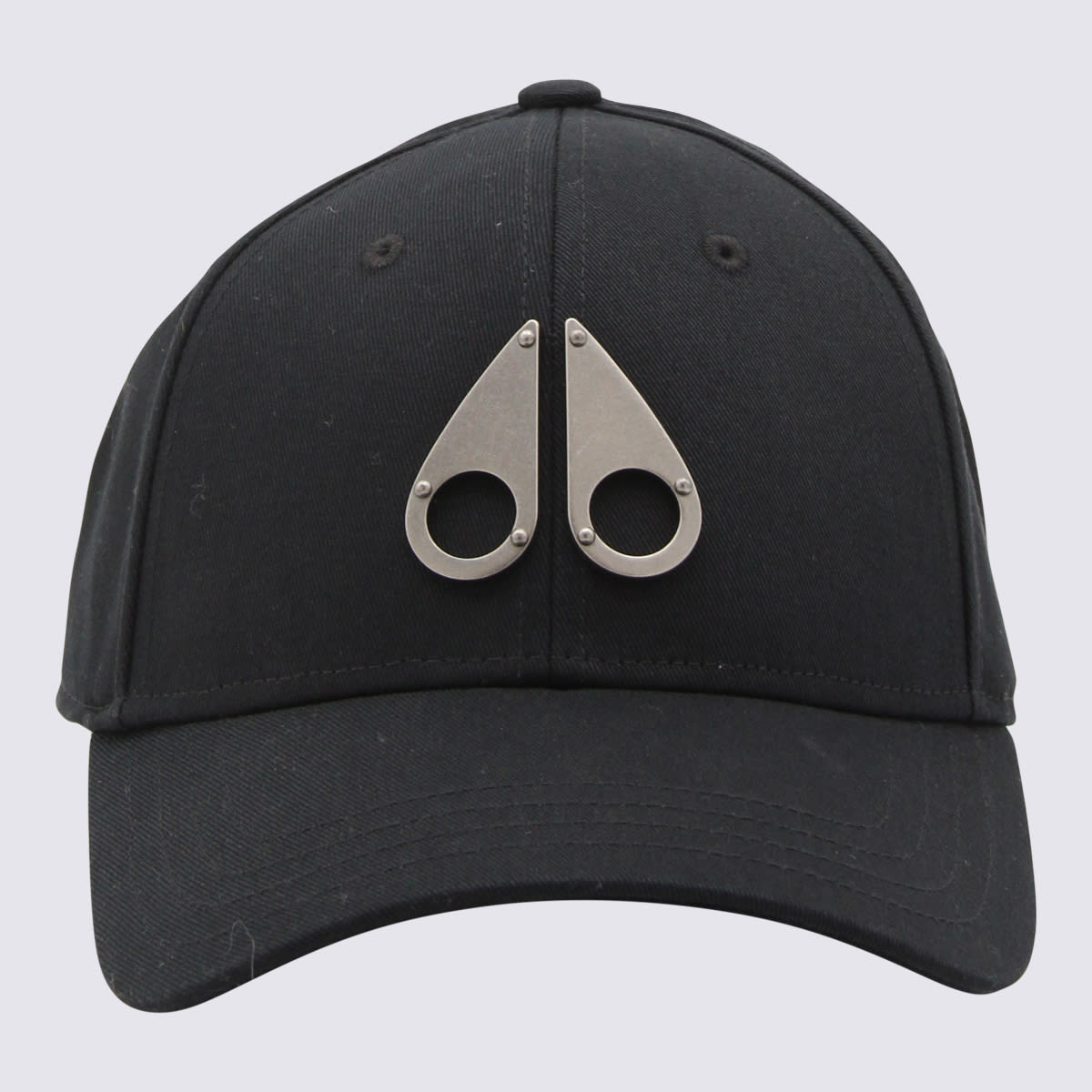 Shop Moose Knuckles Black Canvas And Leather Baseball Cap In Black/nickel