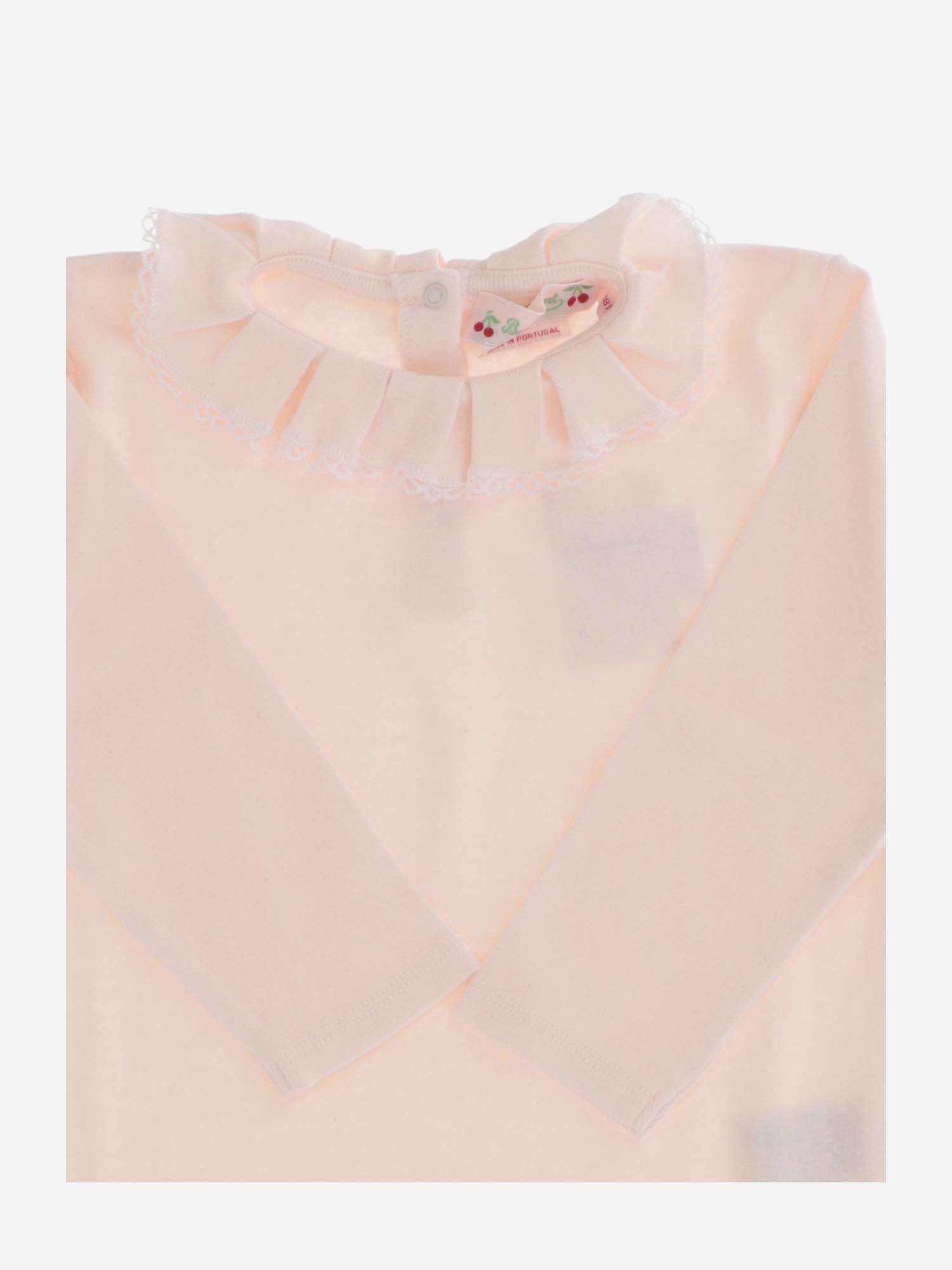 Shop Bonpoint Long Sleeve T-shirt With Ruffles In Pink