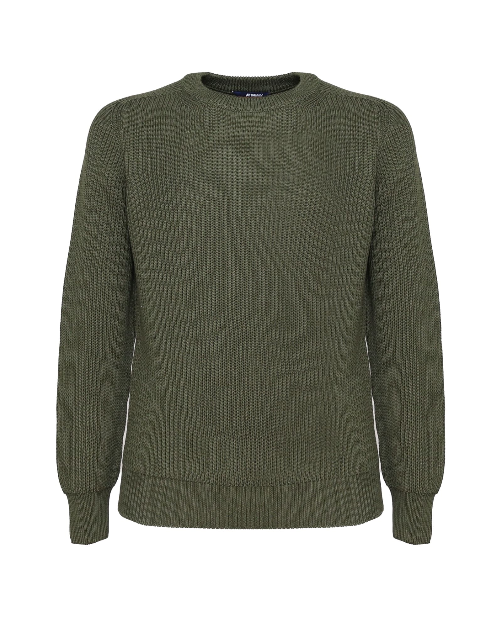 K-way Ribbed Round-neck Sweater In Green