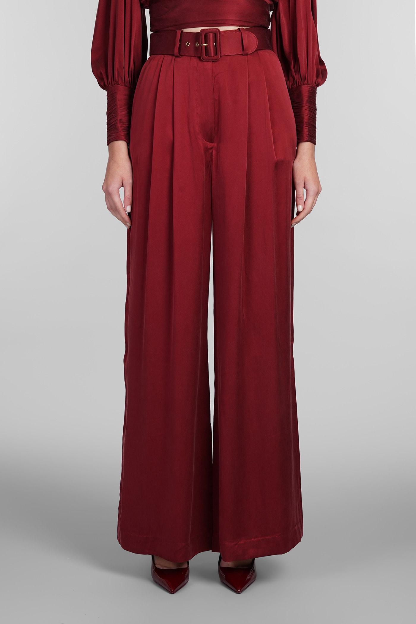 Shop Zimmermann Pants In Bordeaux Silk