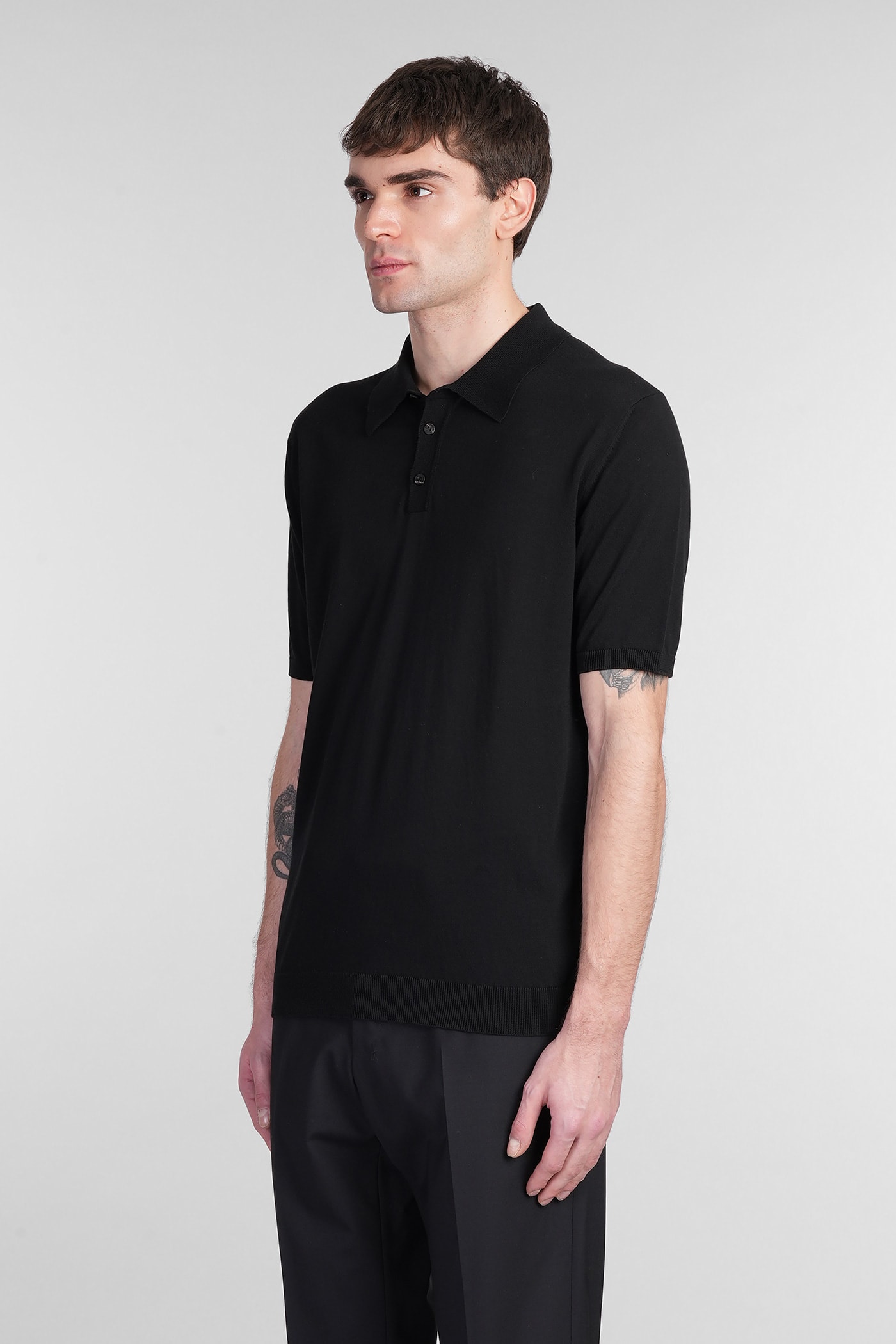 Roberto Collina Polo In Black Cotton In Black
