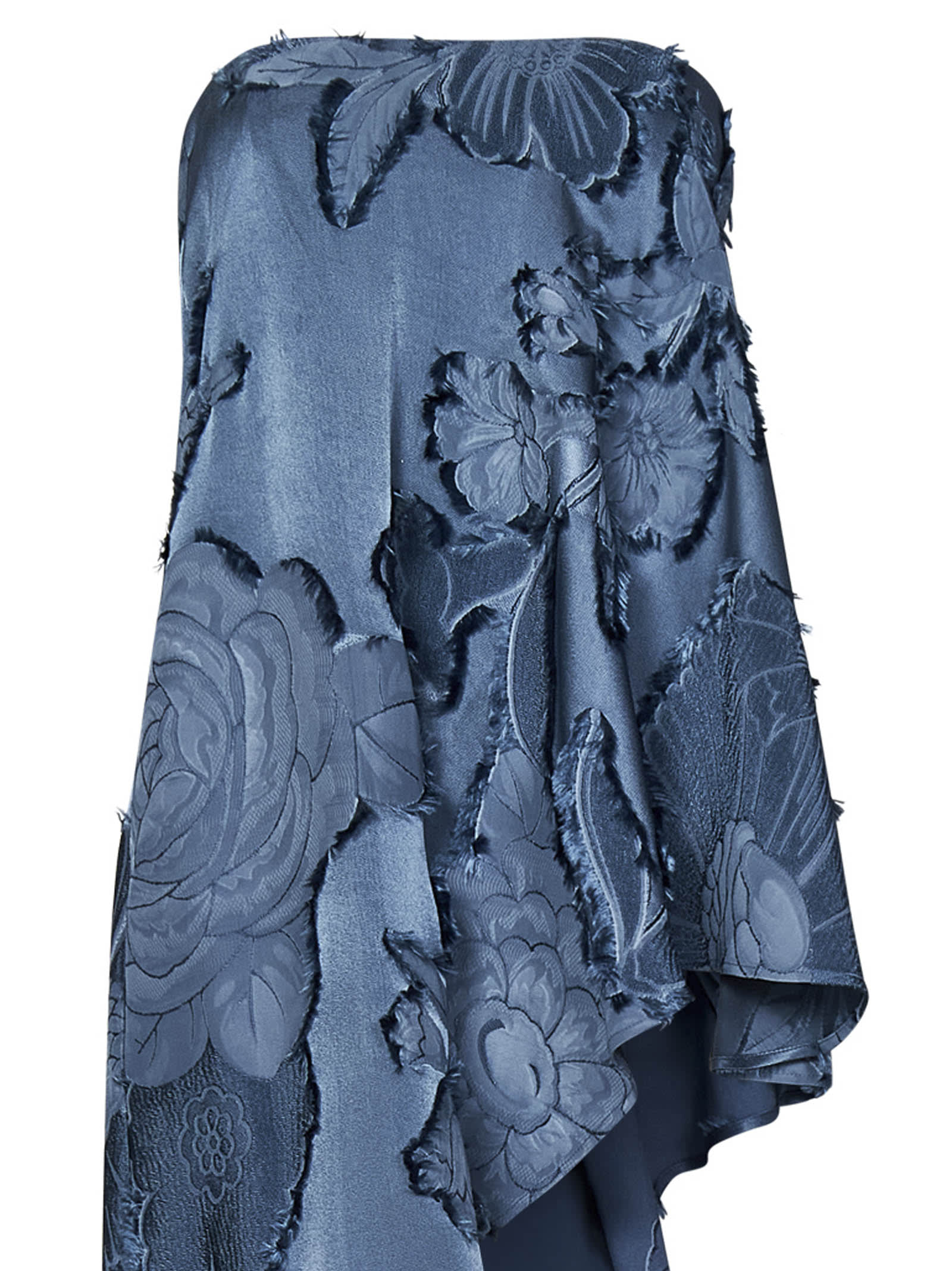 Etro Light Blue Fringed-effect Asymmetric Top