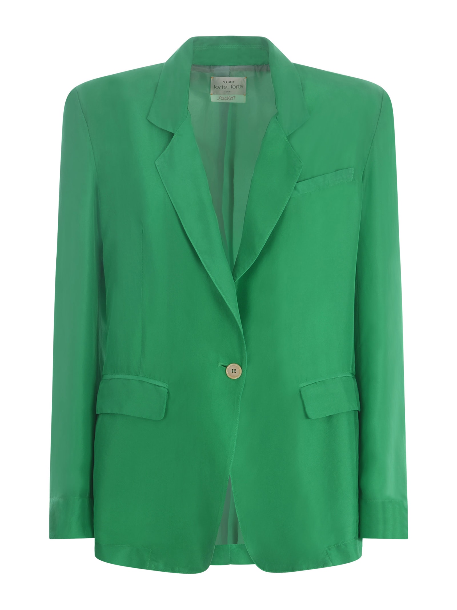 Shop Forte Forte Jacket  In Silk In Verde Smeraldo
