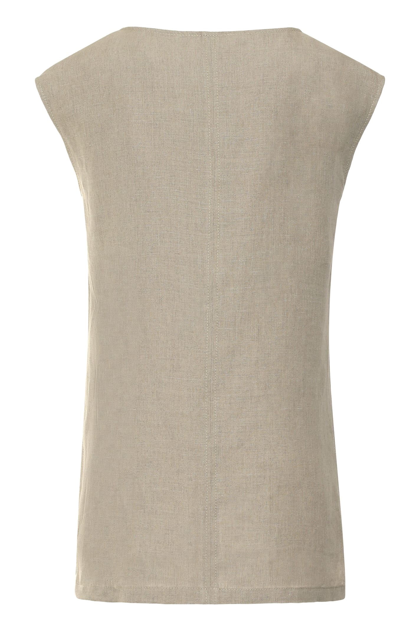 Max Mara Beige Flaxlinen Dress With V-neckline