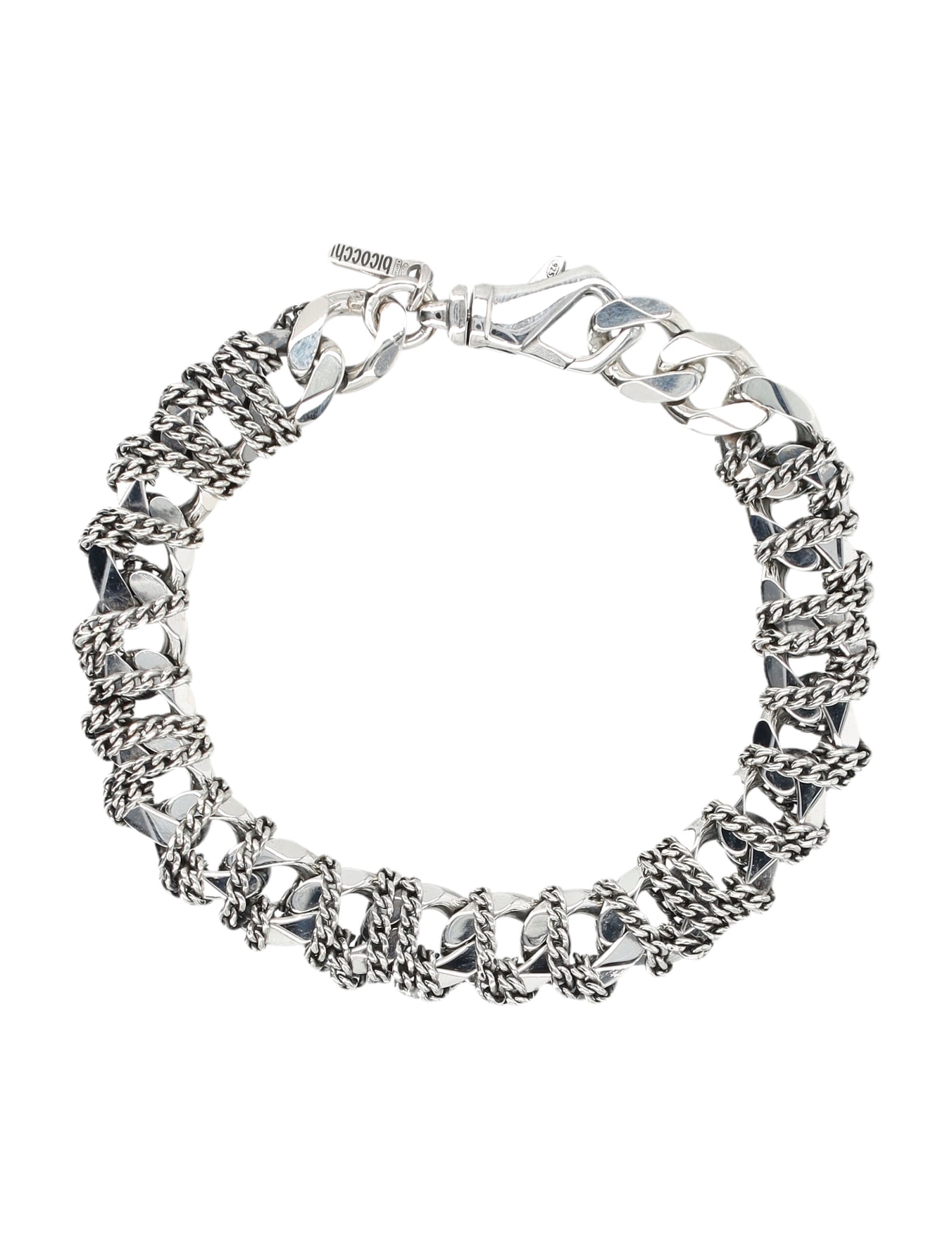 Shop Emanuele Bicocchi Small Entwined Chain Bracelet In Silver