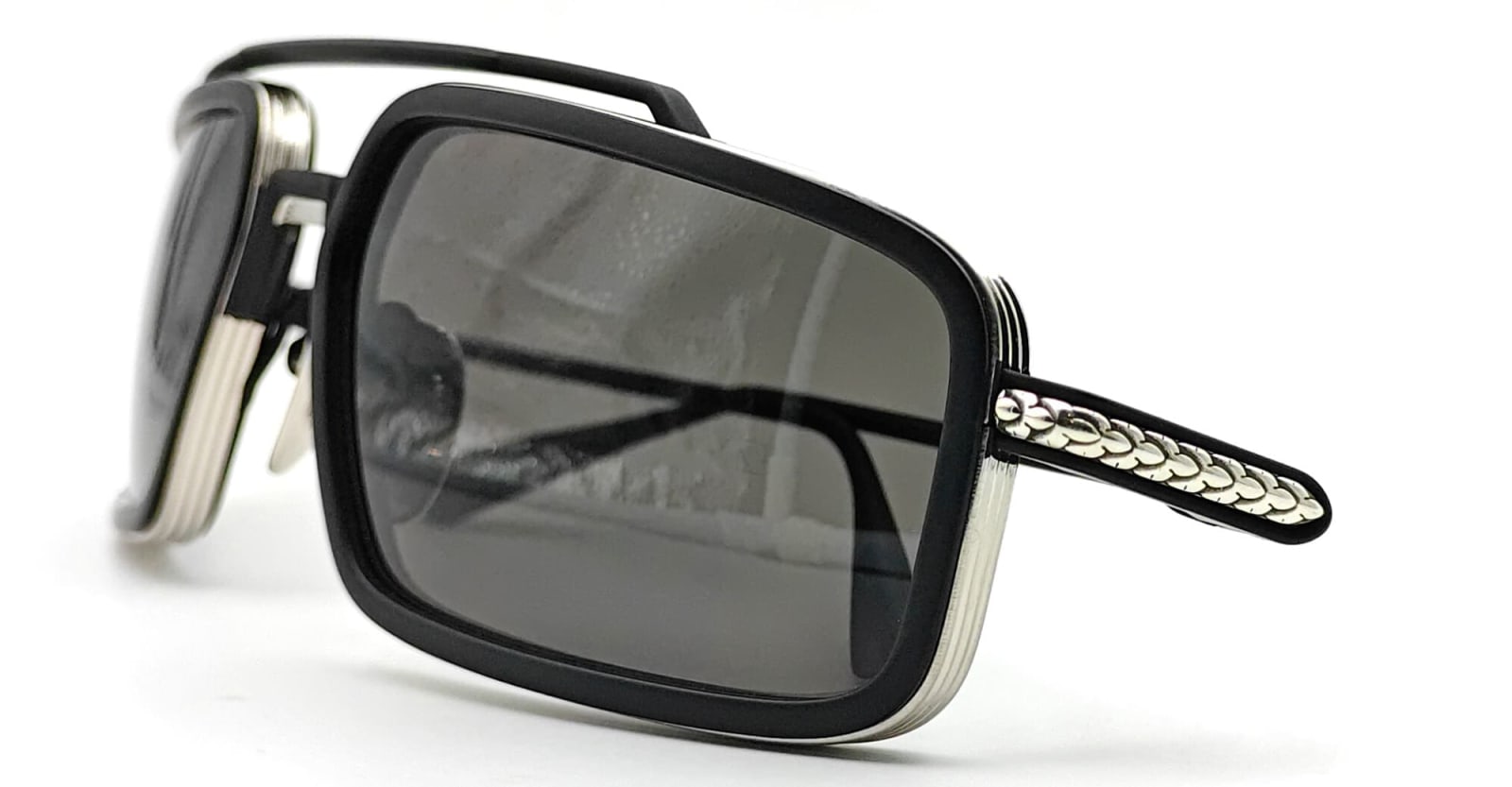Shop Chrome Hearts Eader - Brushed Silver / Matte Black Sunglasses