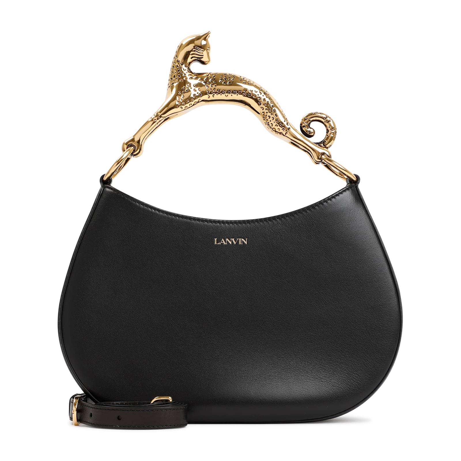 Shop Lanvin Embellished-handle Hobo Bag In Black