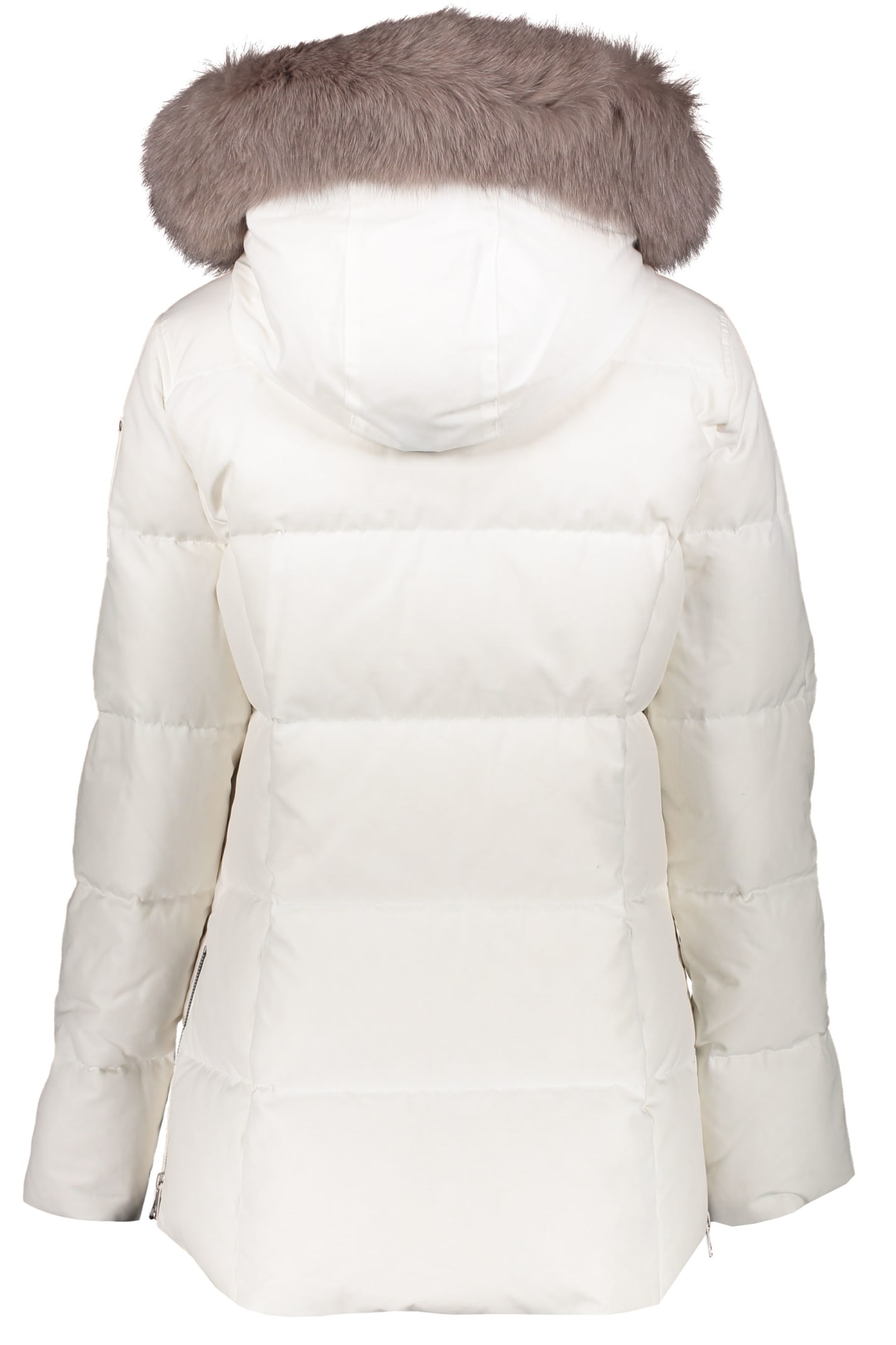 Shop Moose Knuckles Padded Parka With Fur Hood In White