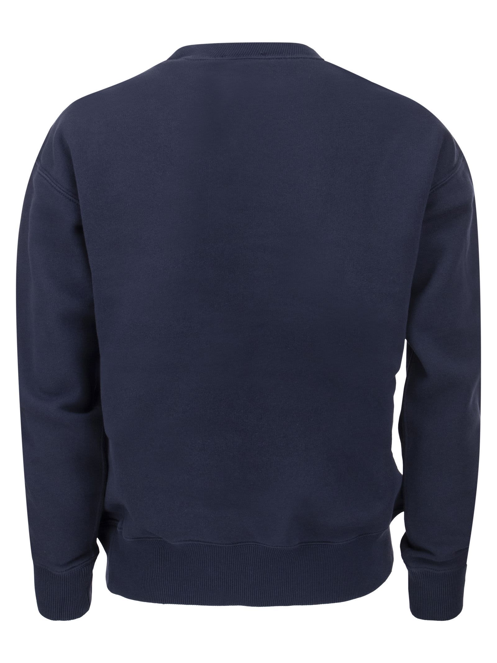Shop Ralph Lauren Crewneck Cotton Sweatshirt In Cruise Navy
