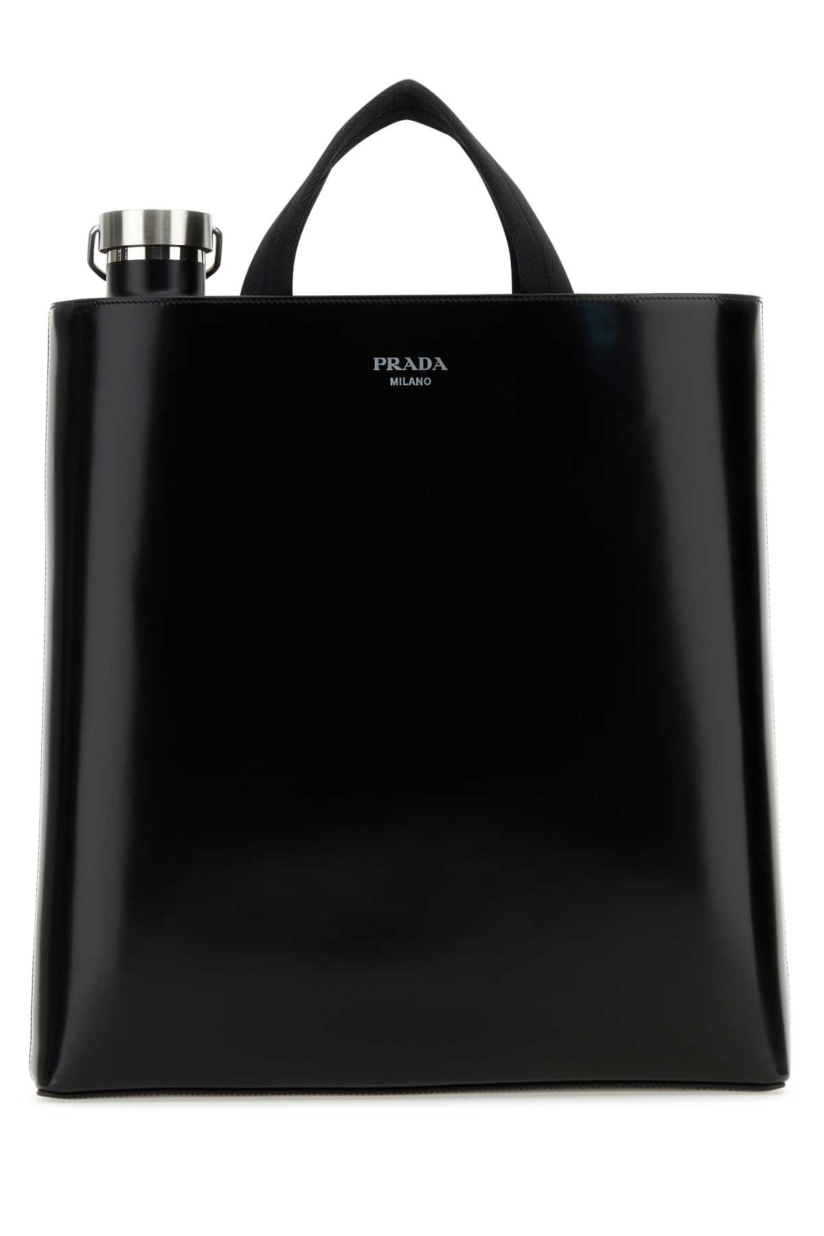 Shop Prada Black Leather Shopping Bag In Nero