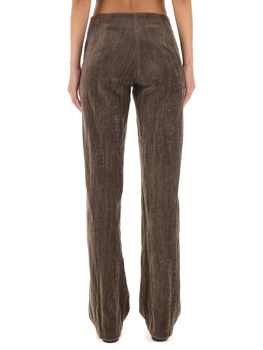 Alysi Velvet "crinkle" Slim Pants In Brown
