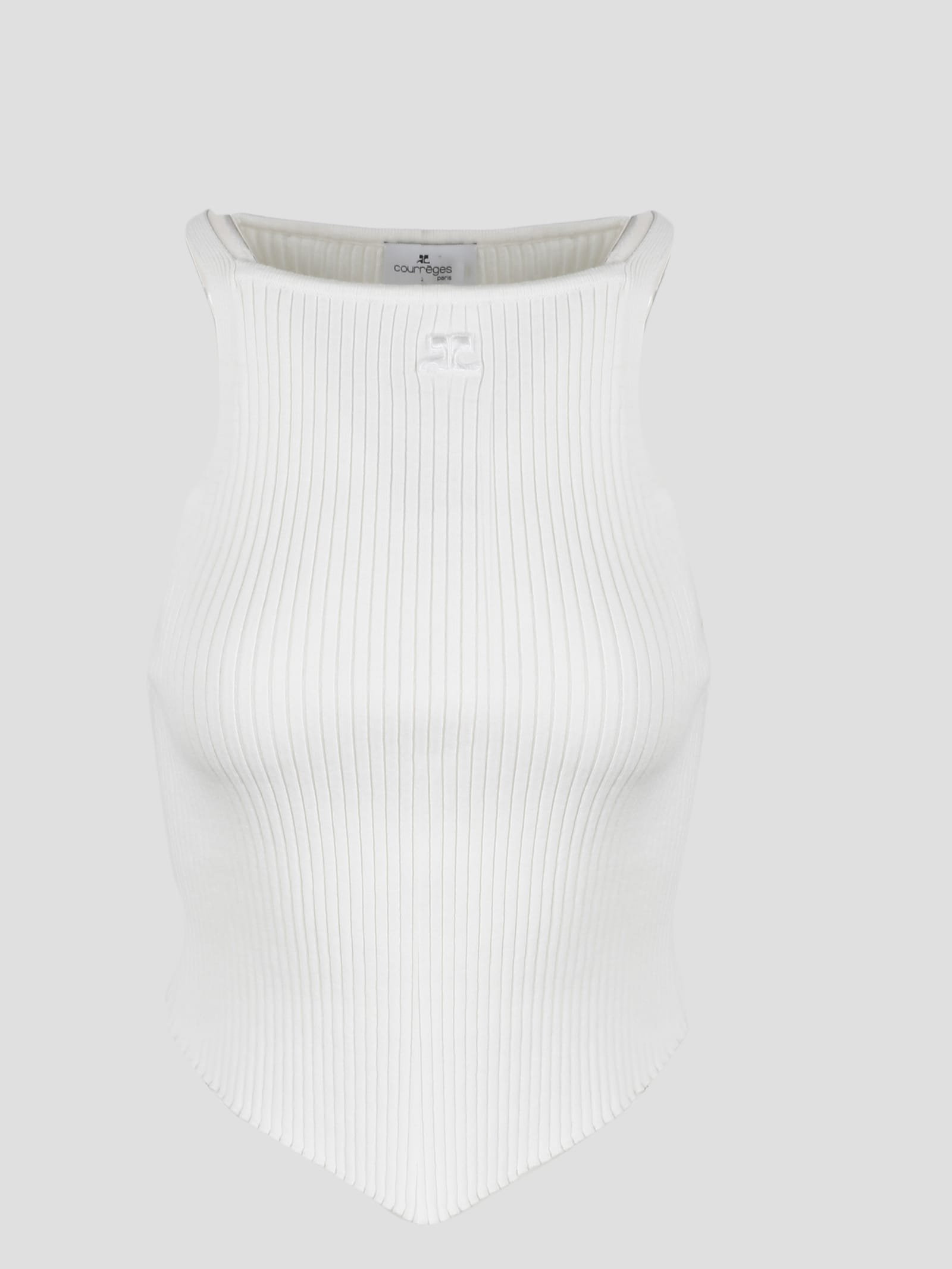 COURRÈGES RIB KNIT POINTY TANK TOP