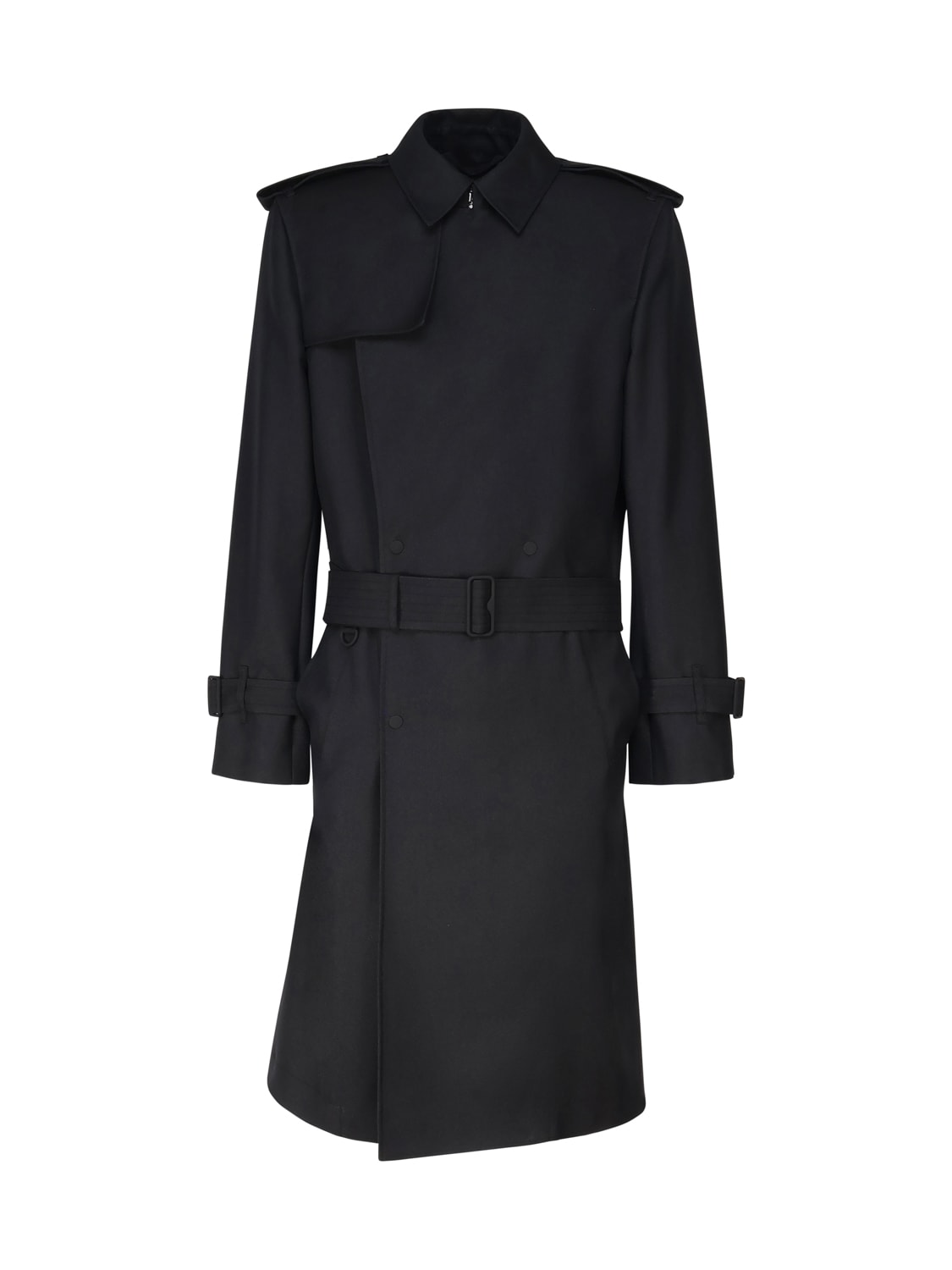 Shop Burberry Silk Blend Long Trench Coat In Black