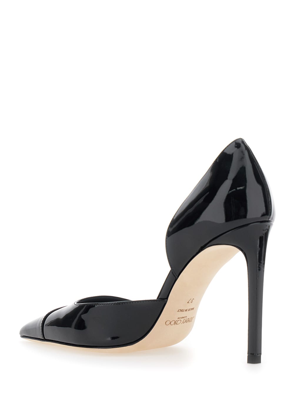 Jimmy Choo Brigitte Black Pumps With Thin Heel In Shiny Leather Woman In Black