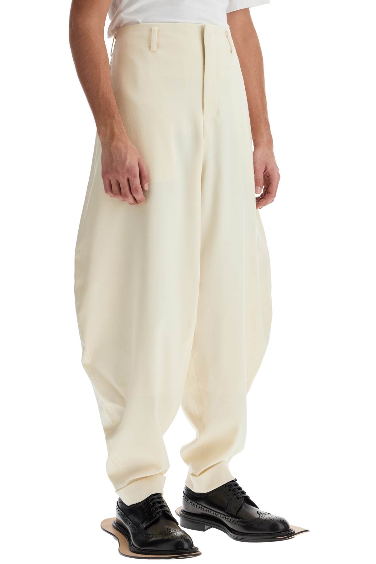 Shop Comme Des Garçons Homme Deux Stretch Wool Barrel Pants For Men/w In Off White (white)