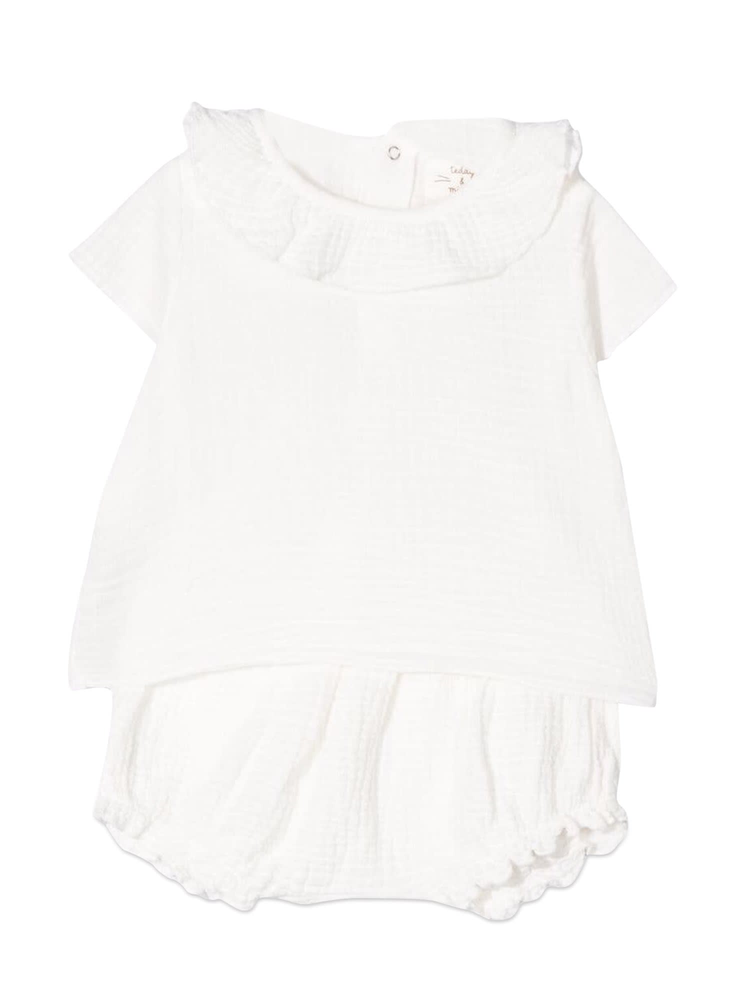 Teddy &amp; Minou Babies' Two-piece Suit In Bianco