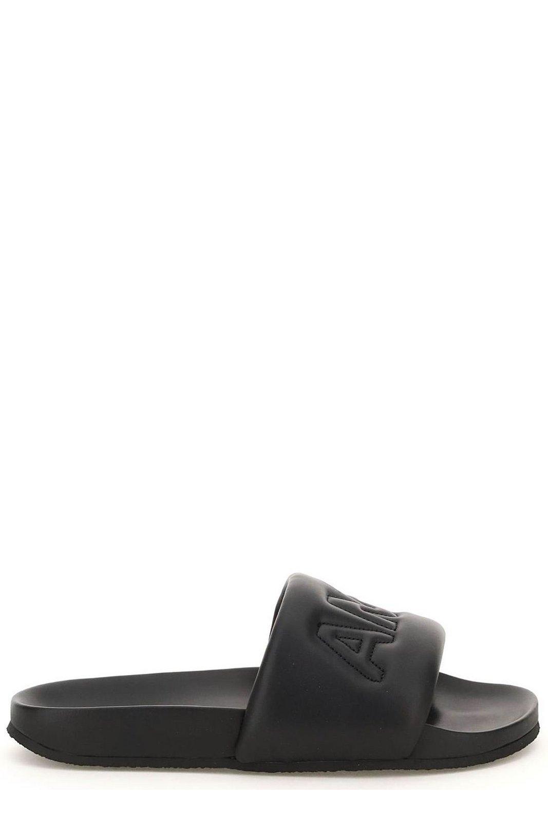 Shop Ambush Quilted Lettering Logo Slides In Nero