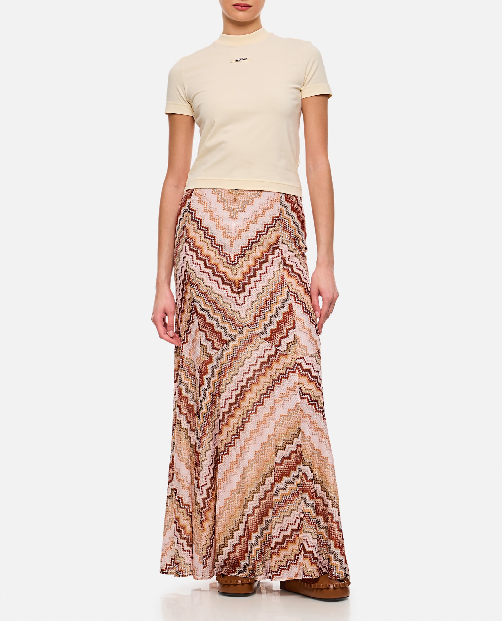 Jacquemus Gros Grain Crew Neck Cotton Blend Top In Neutral