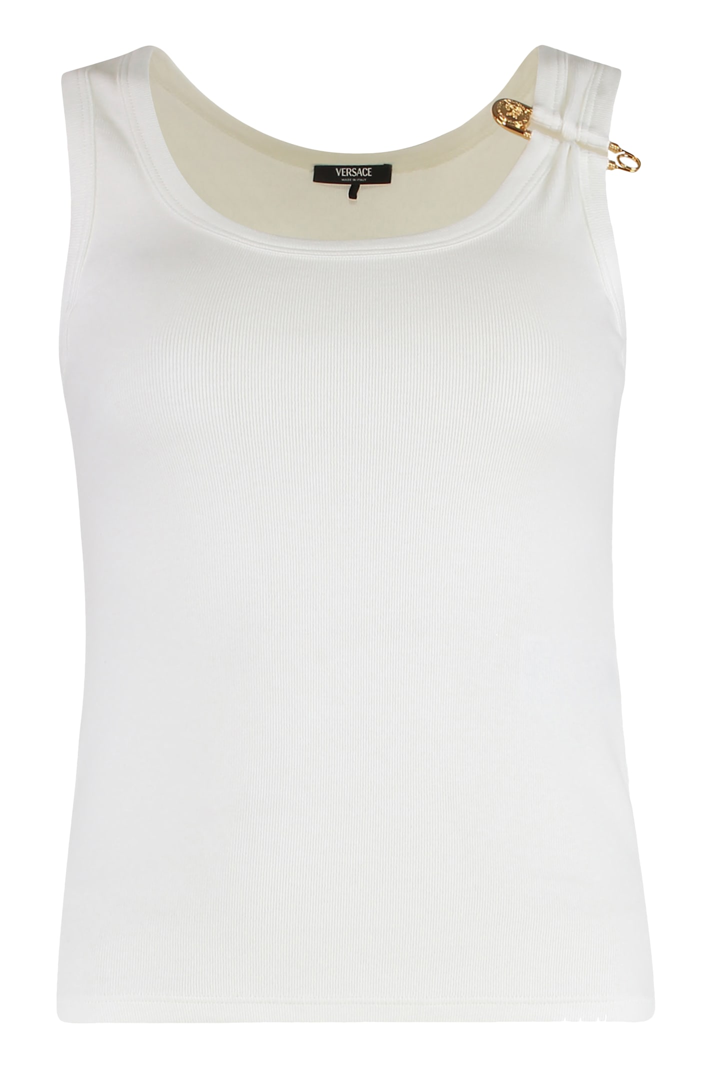 Versace Safety Pin Ribbed Top