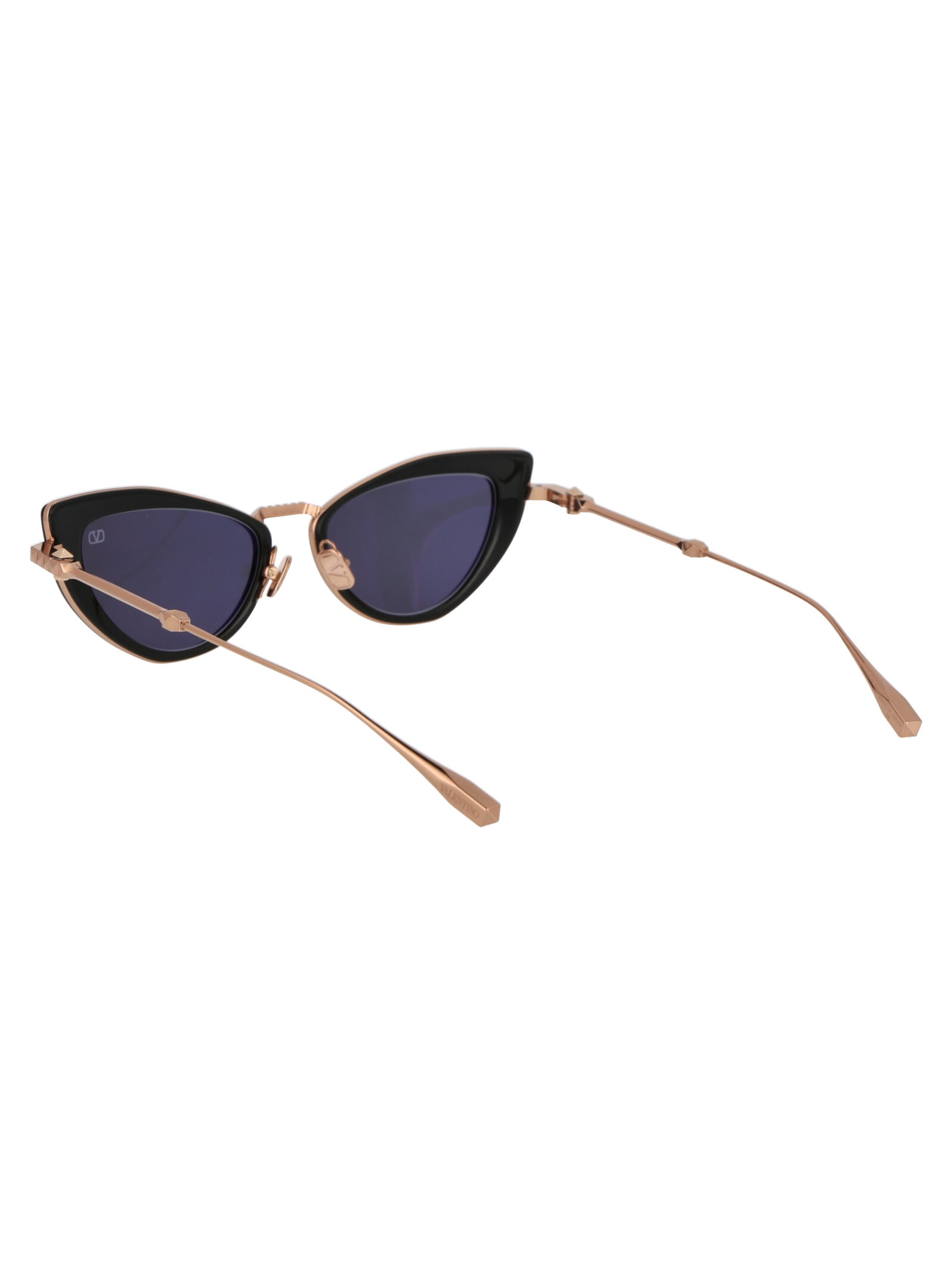 Shop Valentino Viii Sunglasses In Rose Gold W/ Dark Grey