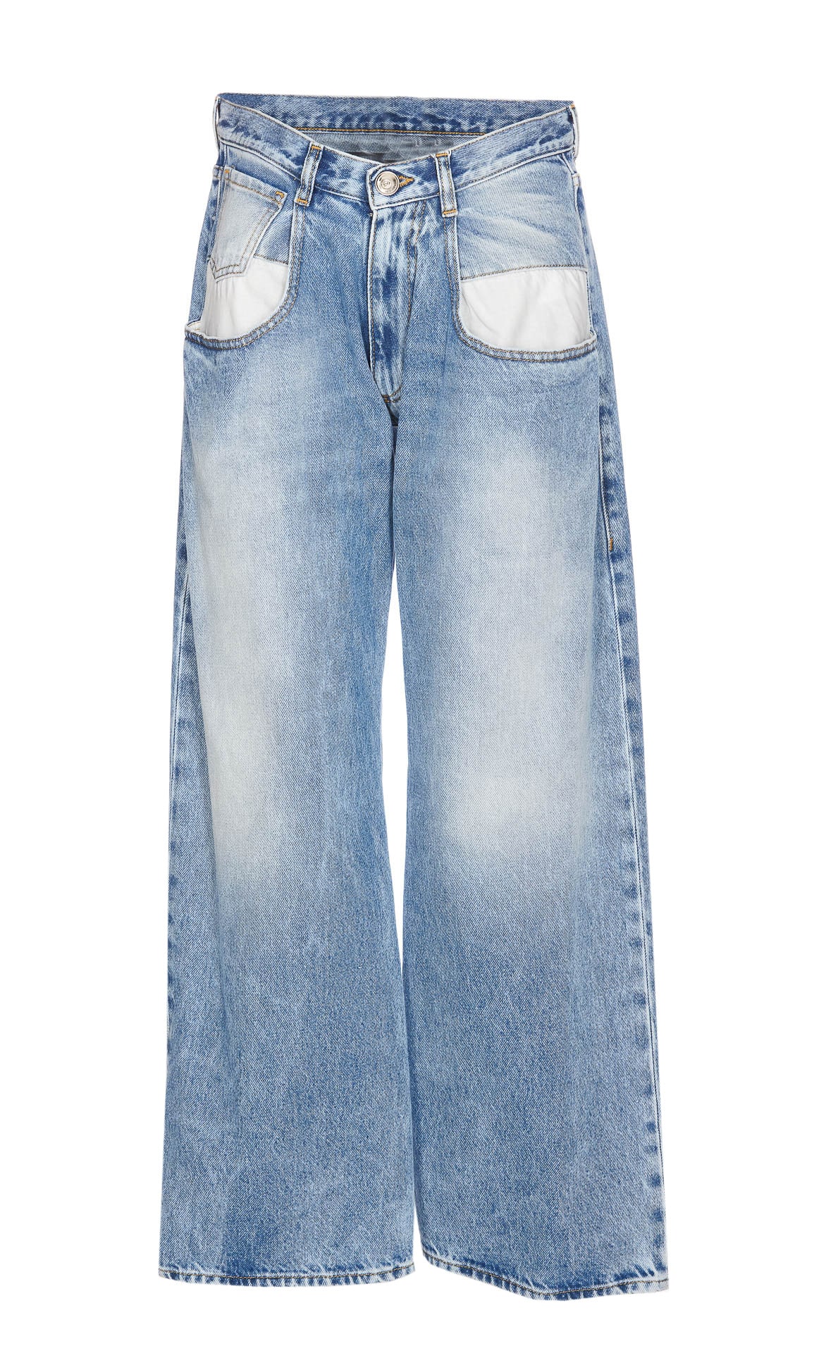 Shop Maison Margiela Straight Denim Jeans With Contrasting Pockets