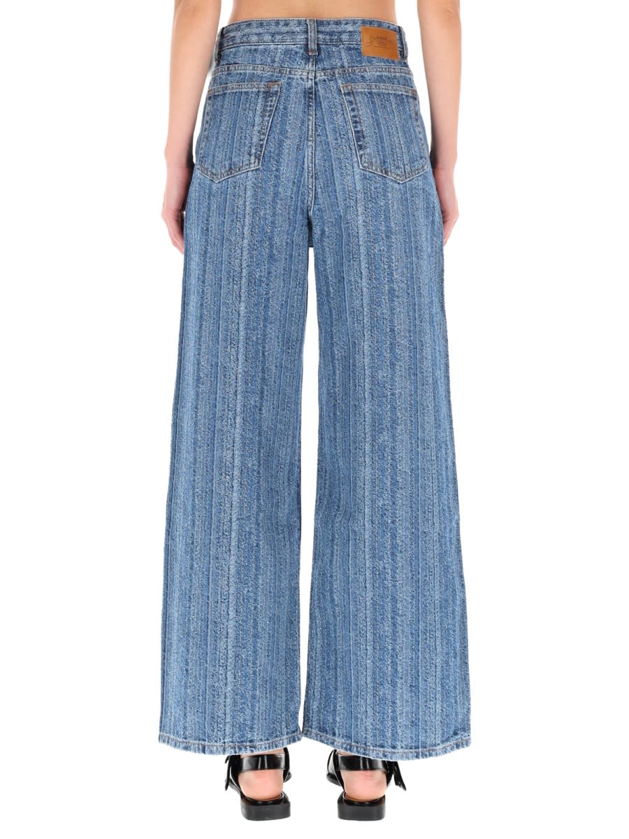 Ganni Striped Baggy Jeans In Blue