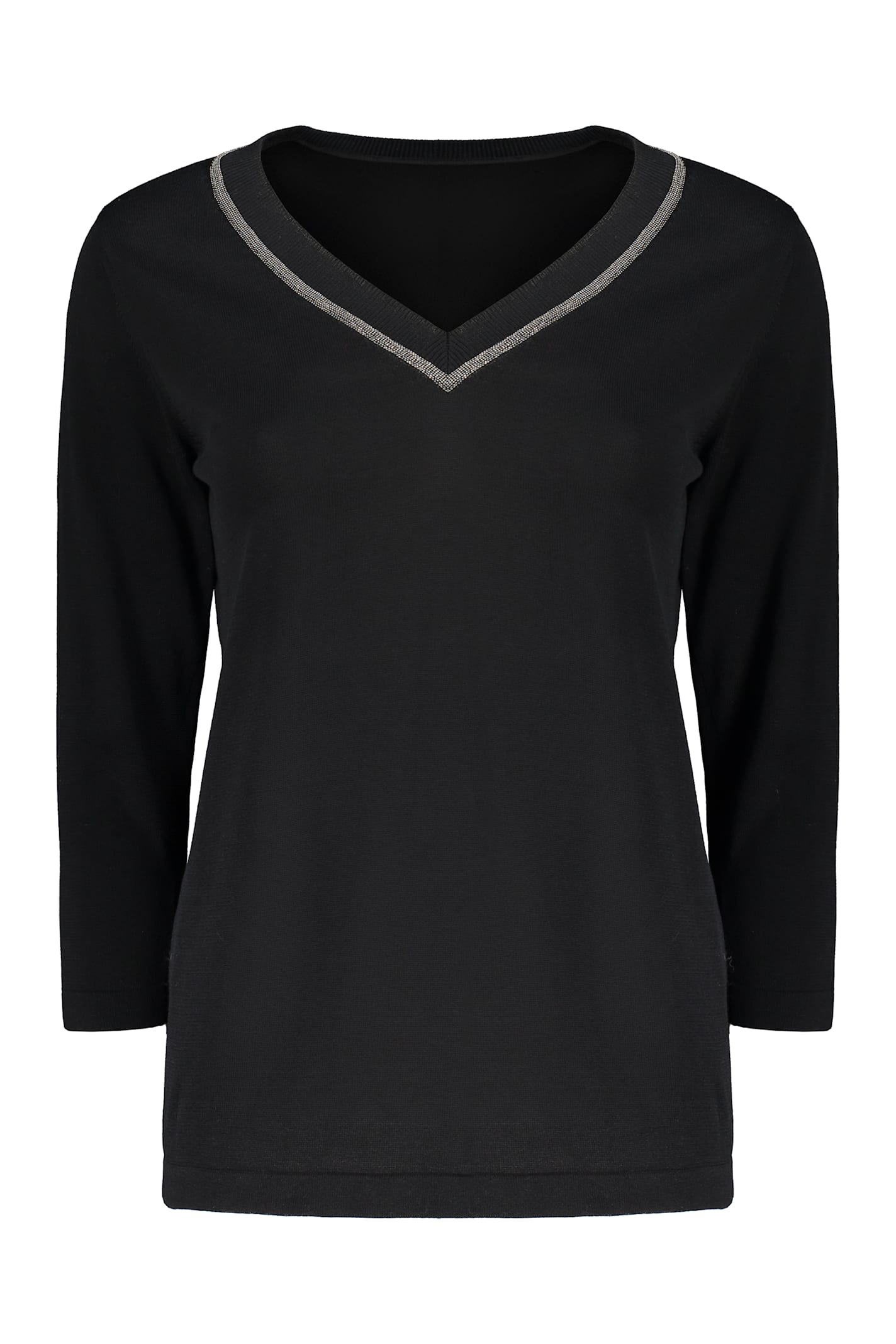 Fabiana Filippi Cotton V-neck Sweater In Black